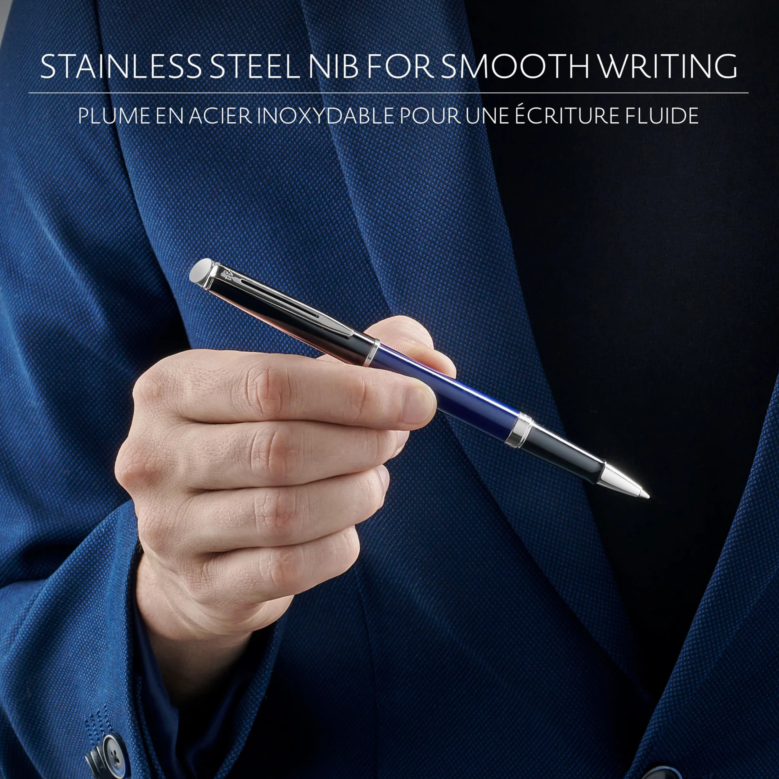Waterman Hémisphère Penna roller | laccatura bianca e nera con puntale rivestito in palladio | punta sottile | Inchiostro nero | confezione regalo