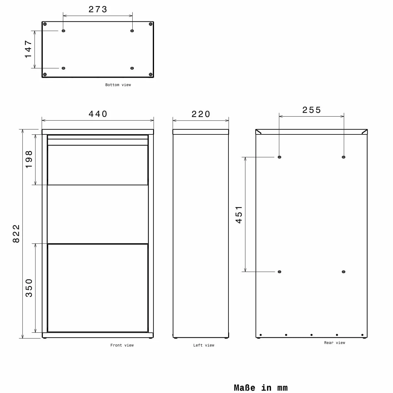 Metzler skrzynka na listy i paczki RAL 9007 szary 440 x 822 x 220 mm