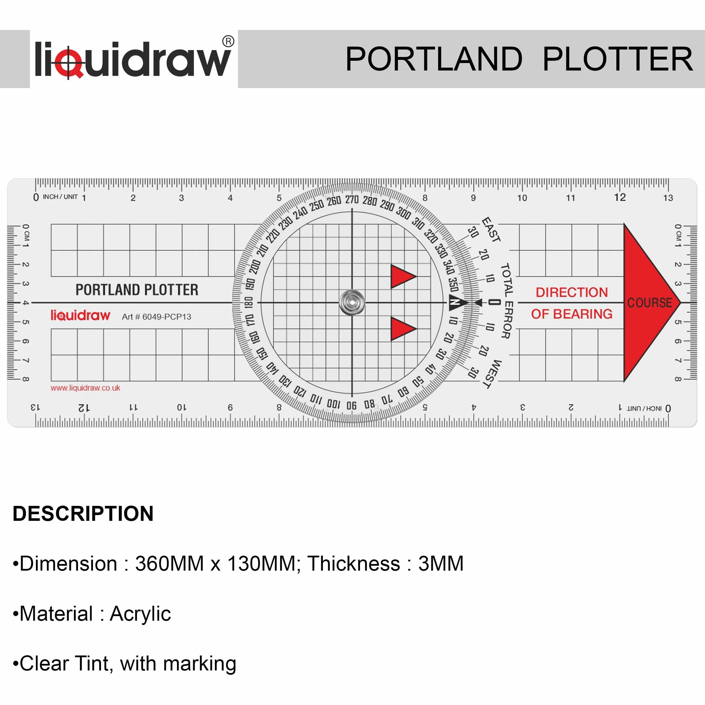Liquidraw Kit di Navigazione - Divisore per Navigazione, Goniometro con una Mano Singola, Divisore Dritto in Ottone Massiccio, 20,3 cm