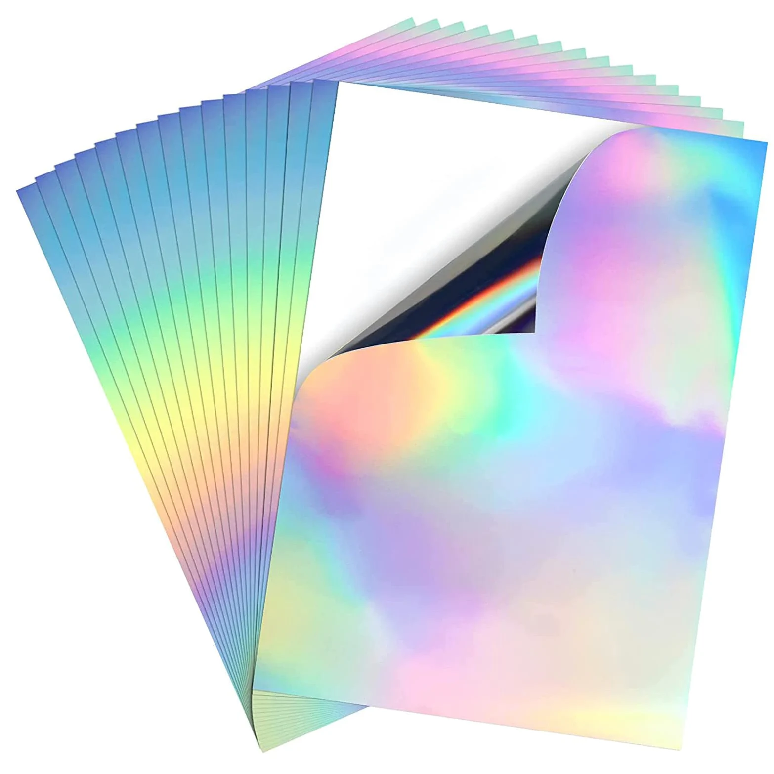 20Pcs A4 Arcobaleno Carta adesiva Stampabile Carta Adesiva Si Asciuga Rapidamente Impermeabile Adesivo per Stampa Trasparente Carta Adesiva per Stampante Lucida per Stampante Impermeabile Impermeabile
