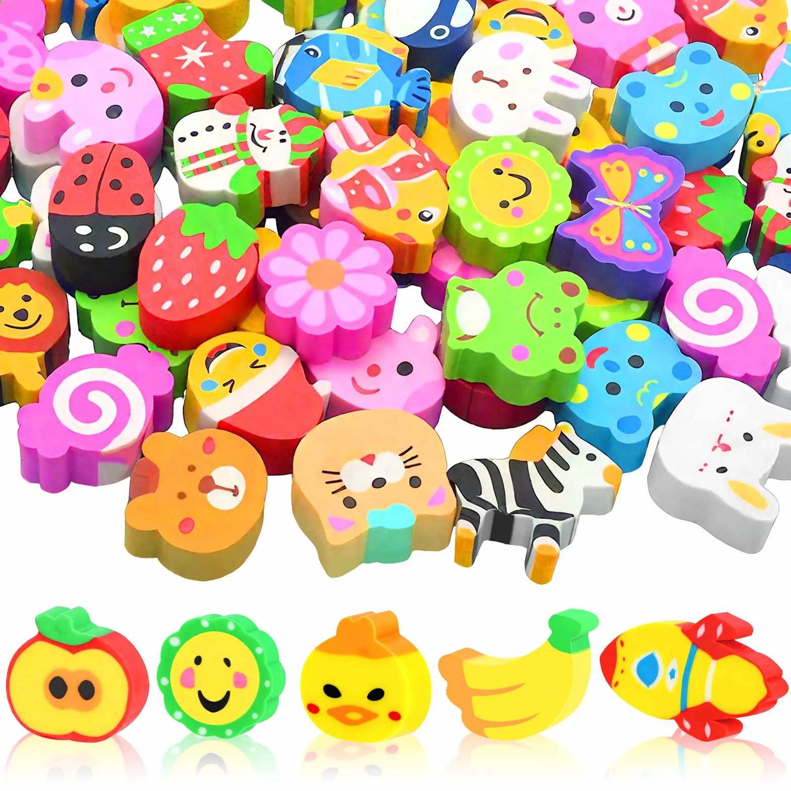Mignonni Gomme per Animali 60 Pezzi - Gomme da Cancellare per Bambini, Bomboniere, Regali Studenti
