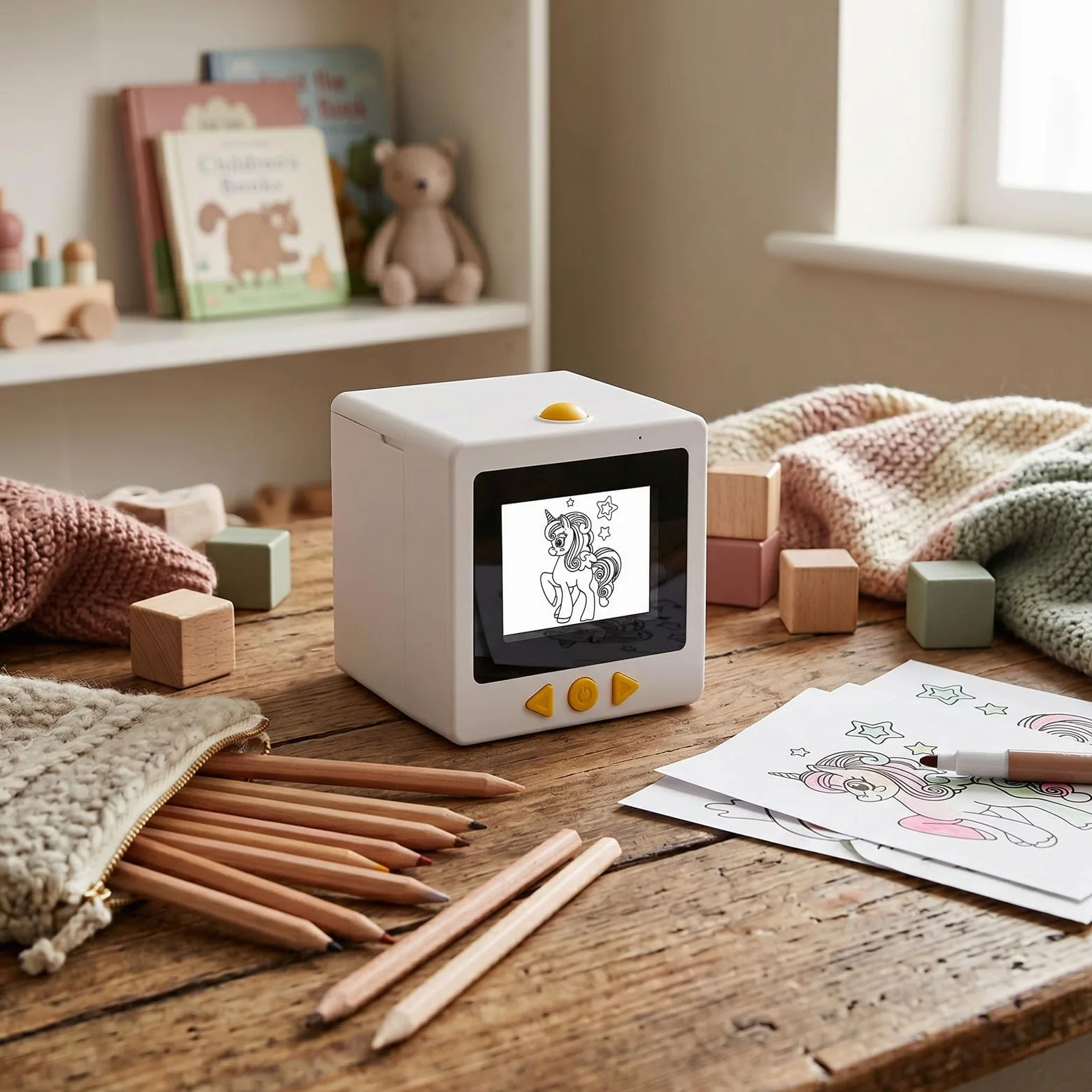 Fockety Etichettatrice Vocale Smart AI, Stampante Termica Tascabile Senza Inchiostro con Display e 2 Rotoli di Carta, Stampante per Mini Craft per Bambini e Regali Creativi