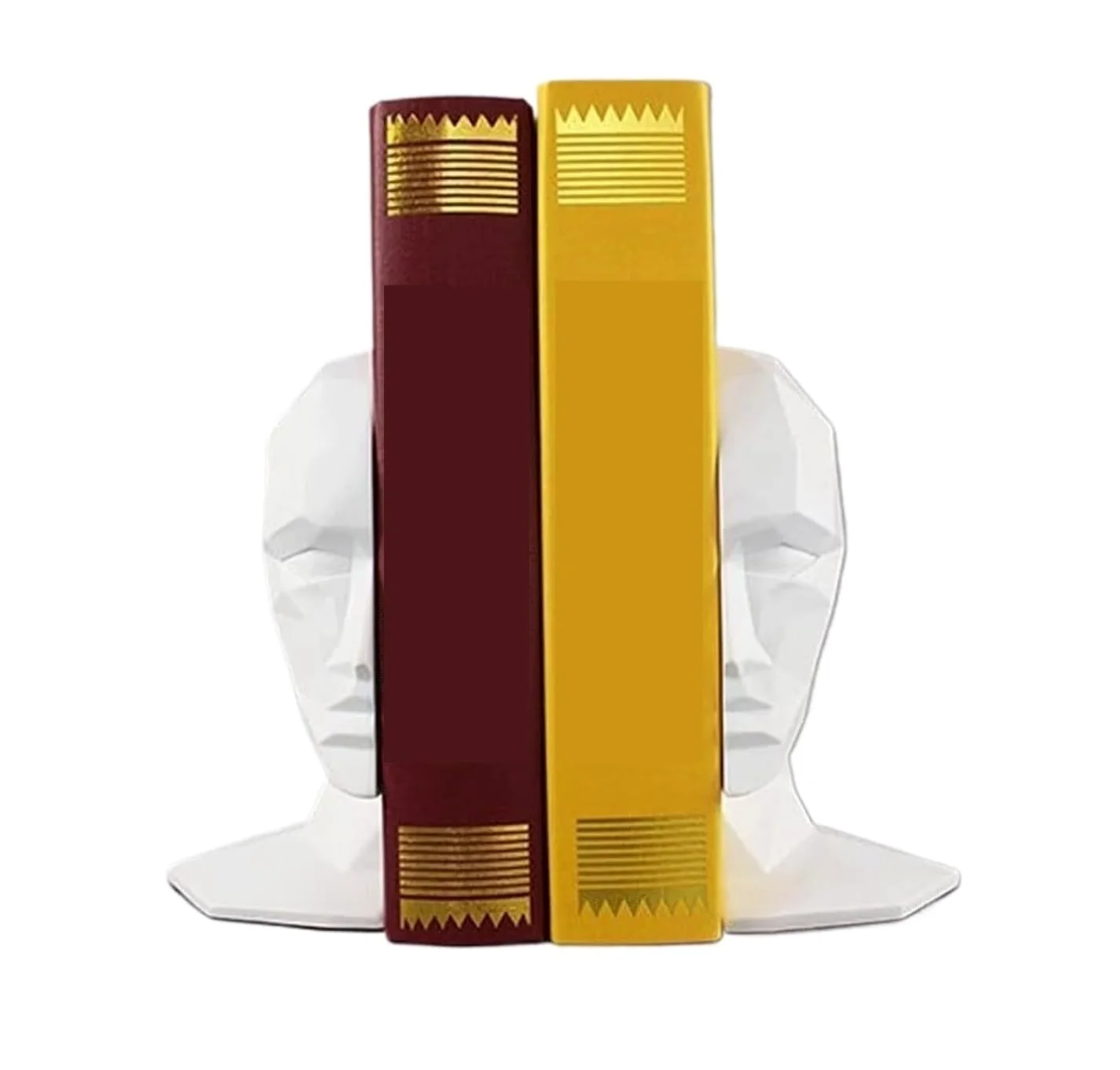 Reggi Libri, Fermalibri Fermalibri Geometria Fermalibro in resina Forma della testa Art Classico Leggero Lusso Ufficio Casa Scrivania(White)