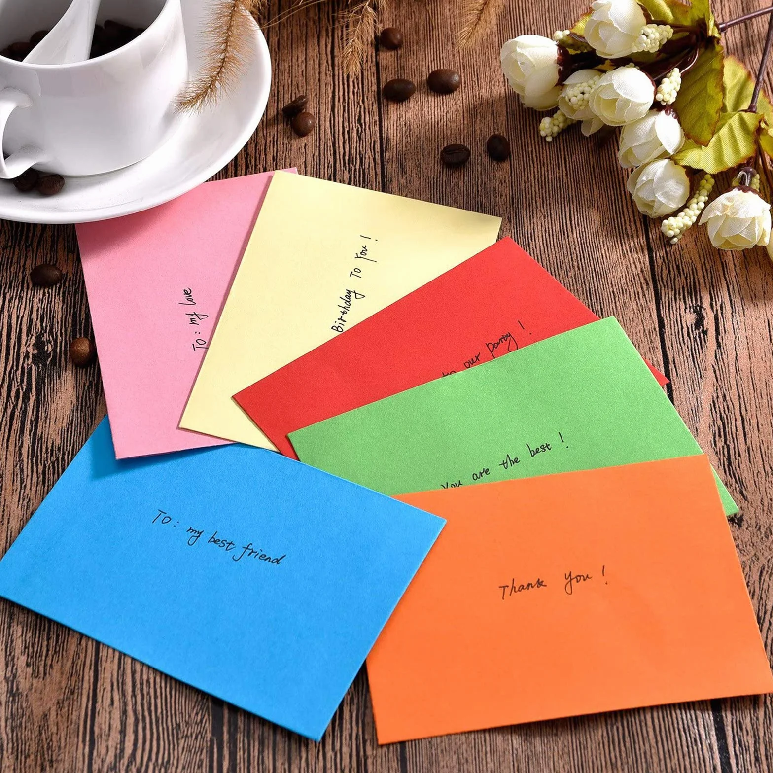 Mini Buste 50 Pezzi Colorate con Biglietti Vuoti per Matrimoni Compleanno Feste Regali