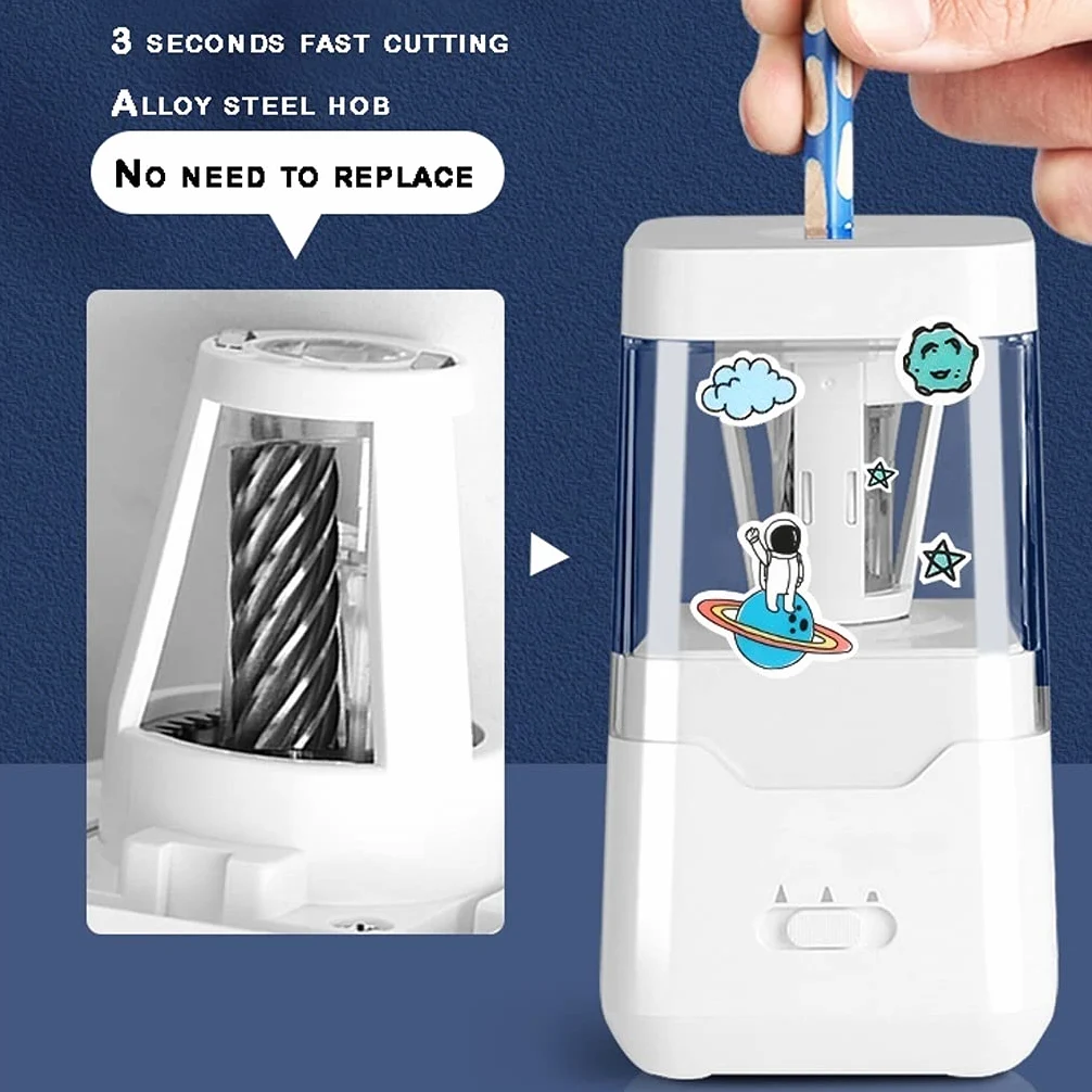 Temperamatite Elettrico temperamatite, Carino, Interessante, Creativo Temperino,USB, può Essere Usato per Size 2 / Matita, Ufficio/Scuola Portatile e Sicuro (Color : White)
