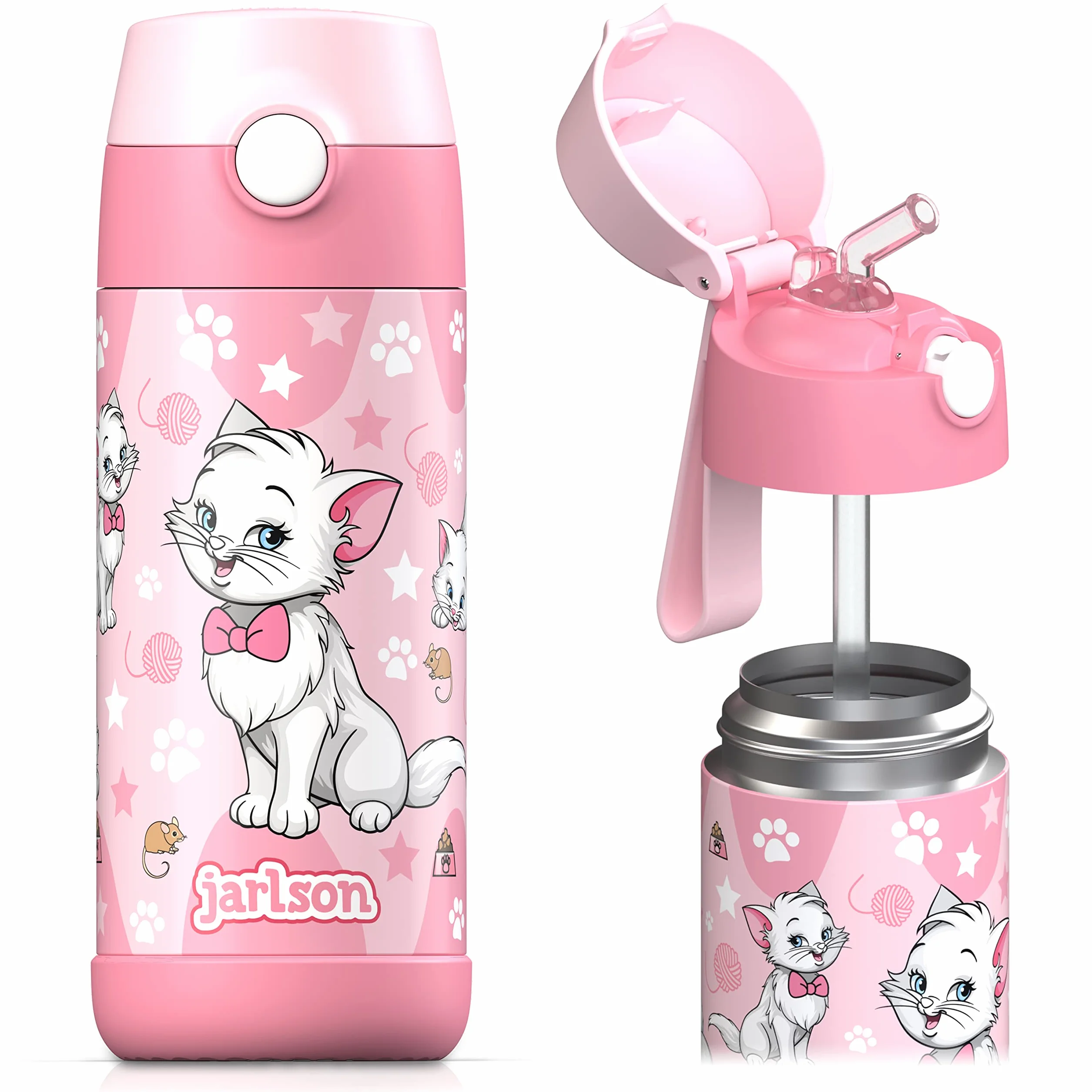 Borraccia Termica Bambini 350ml Acciaio Inox con Cannuccia Senza BPA Jarlson CHARLI