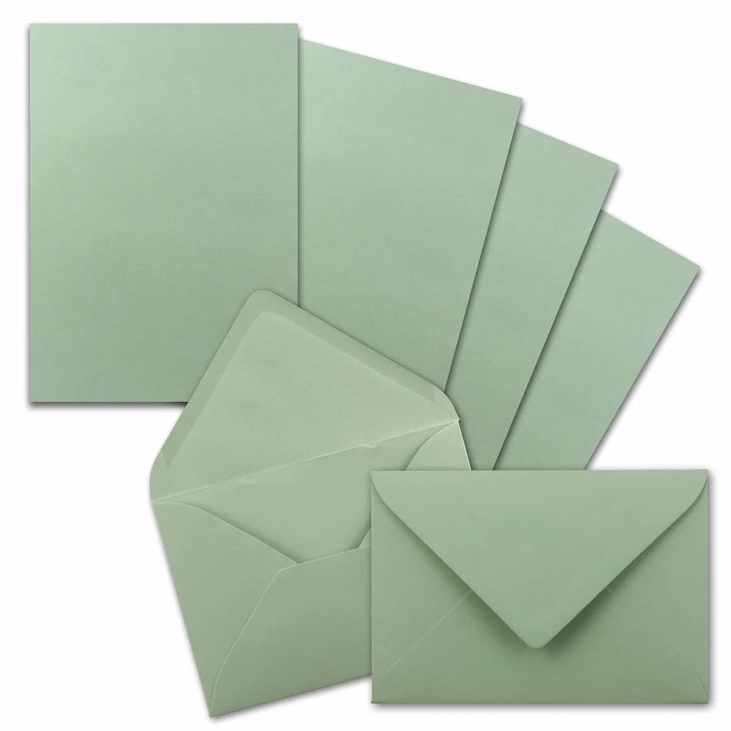 FarbenFroh by Gustav Neuser Set di 25 fogli carta da lettere opaca DIN A5 con buste C6 incollaggio a umido verde eucalipto