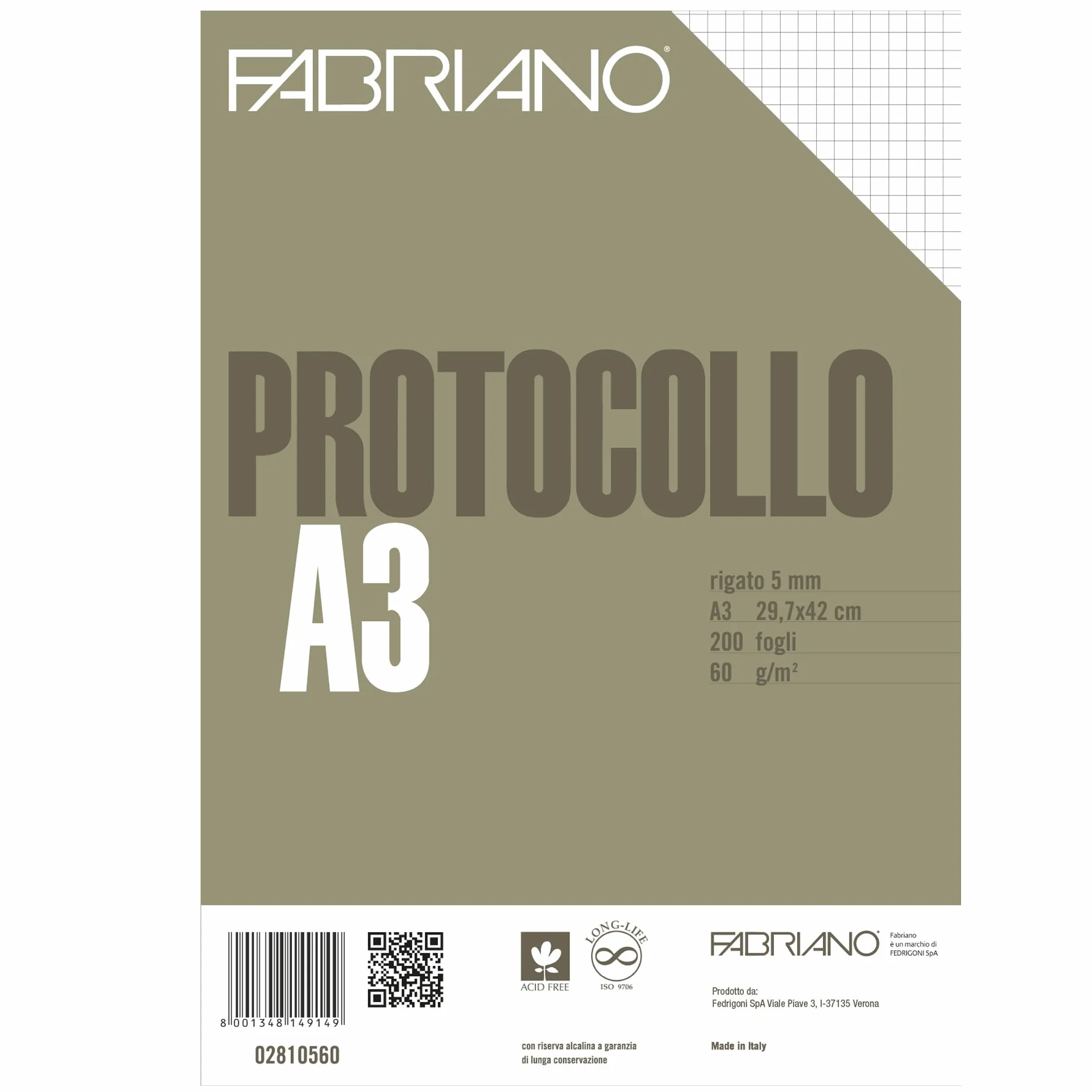 PROTOCOLLO A4 5MM 200FG 60GR FABRIANO