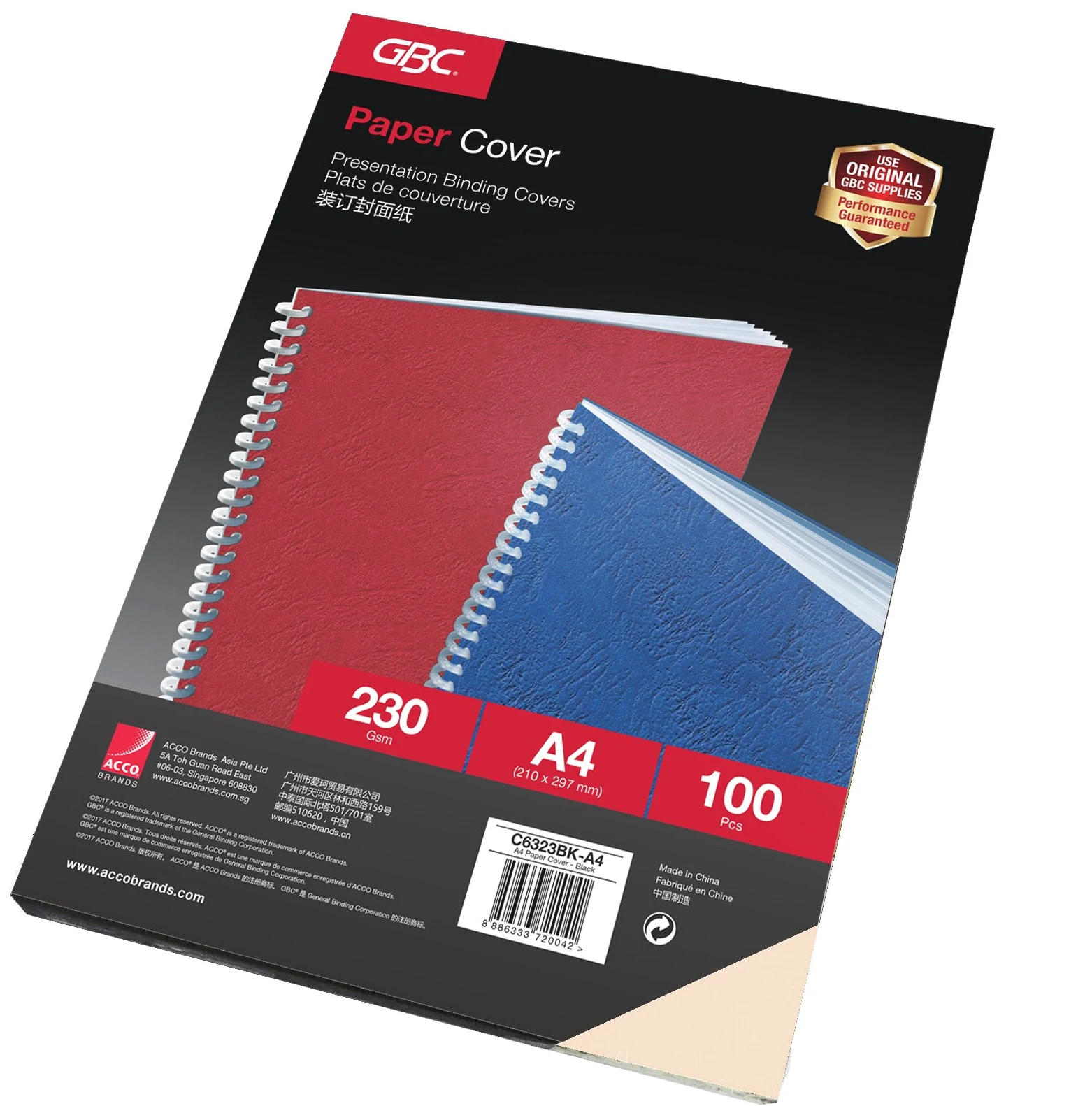 GBC Ibicover - Copertina per rilegatura serie 63, 230 g/mq, formato A4, confezione da 100, colore: Grigio