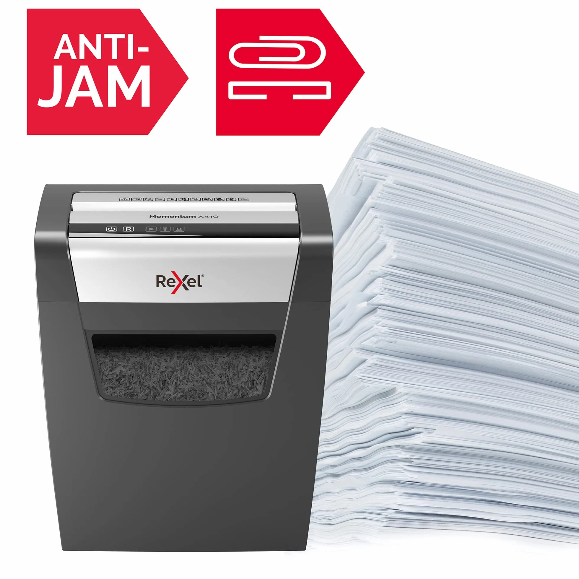 REXEL Momentum X410, Distruggidocumenti Manuale, 11-10 Fogli A4 (70-80 gr/mq), Taglio a Frammento, Livello di sicurezza P-4, per Uso Personale/Home Office, Capacità 23 Litri, 2104571EU