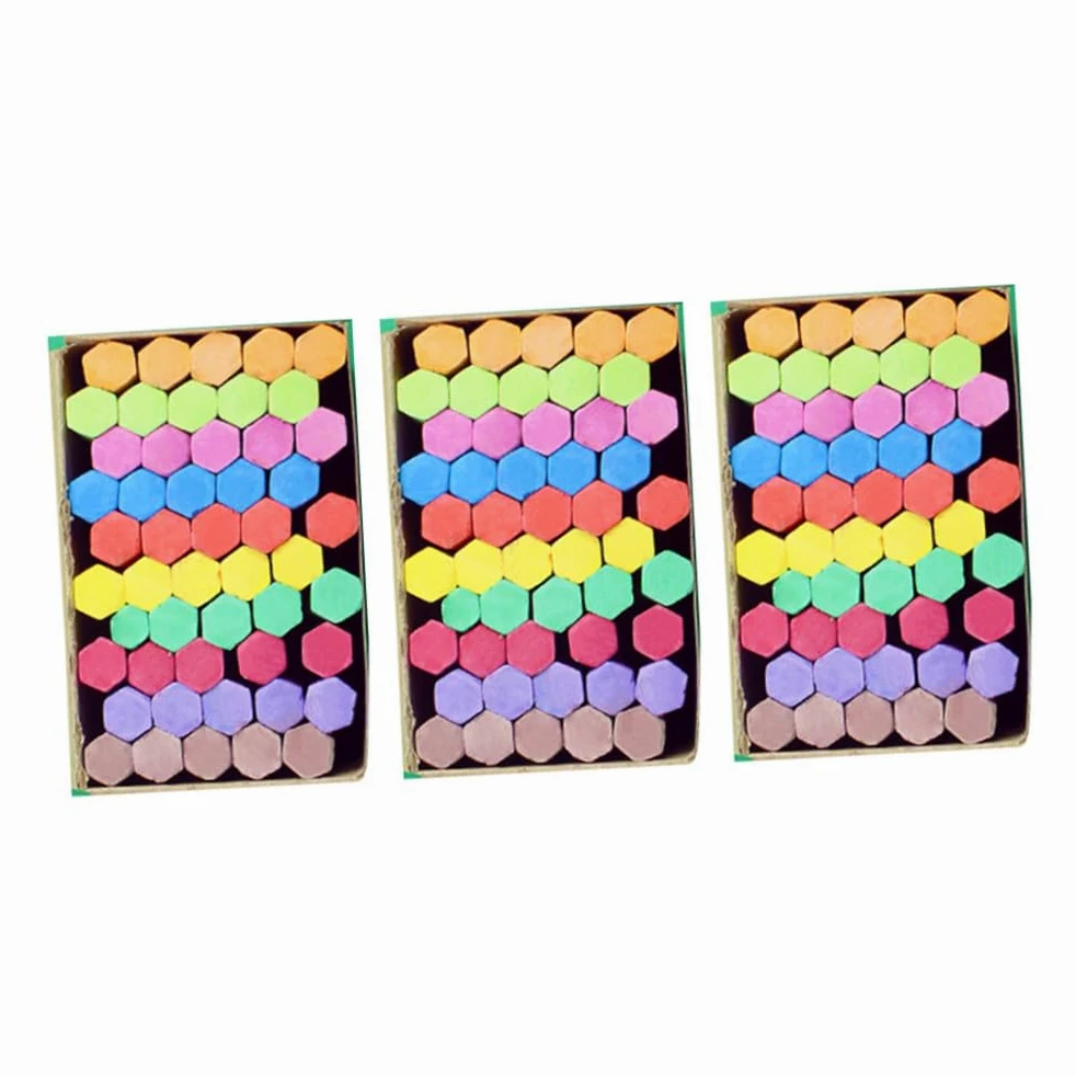 DOITOOL 3 Set Gessetti Colorati Esagonali Per Lavagna Polvere Per Scuola Gessetti Didattici Resistenti E Portatili 3 Scatole*3
