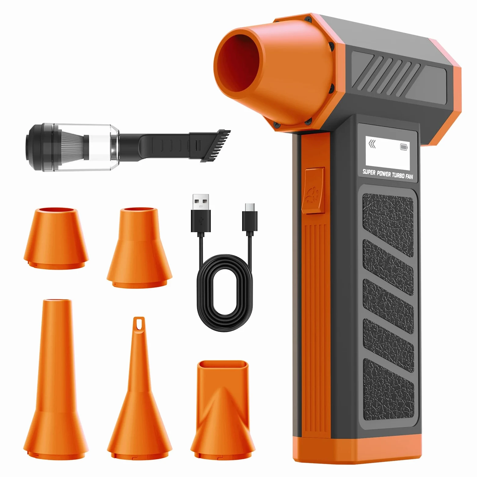 Soffiatore Aria Compressa, Aria Compressa Elettrico Air Duster | Aspirapolvere 130000RPM 2 in 1 , Elettrico Rimuovi Polvere Aria Compressa con 4 Velocità, Luce LED, per computer, casa e auto
