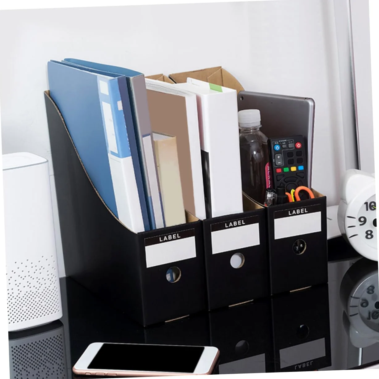 5 pezzi Portariviste in Cartone Kraft Organizer da Scrivania per Documenti e Riviste Scatole Leggere per Archiviazione File e Periodici per Ufficio e Casa