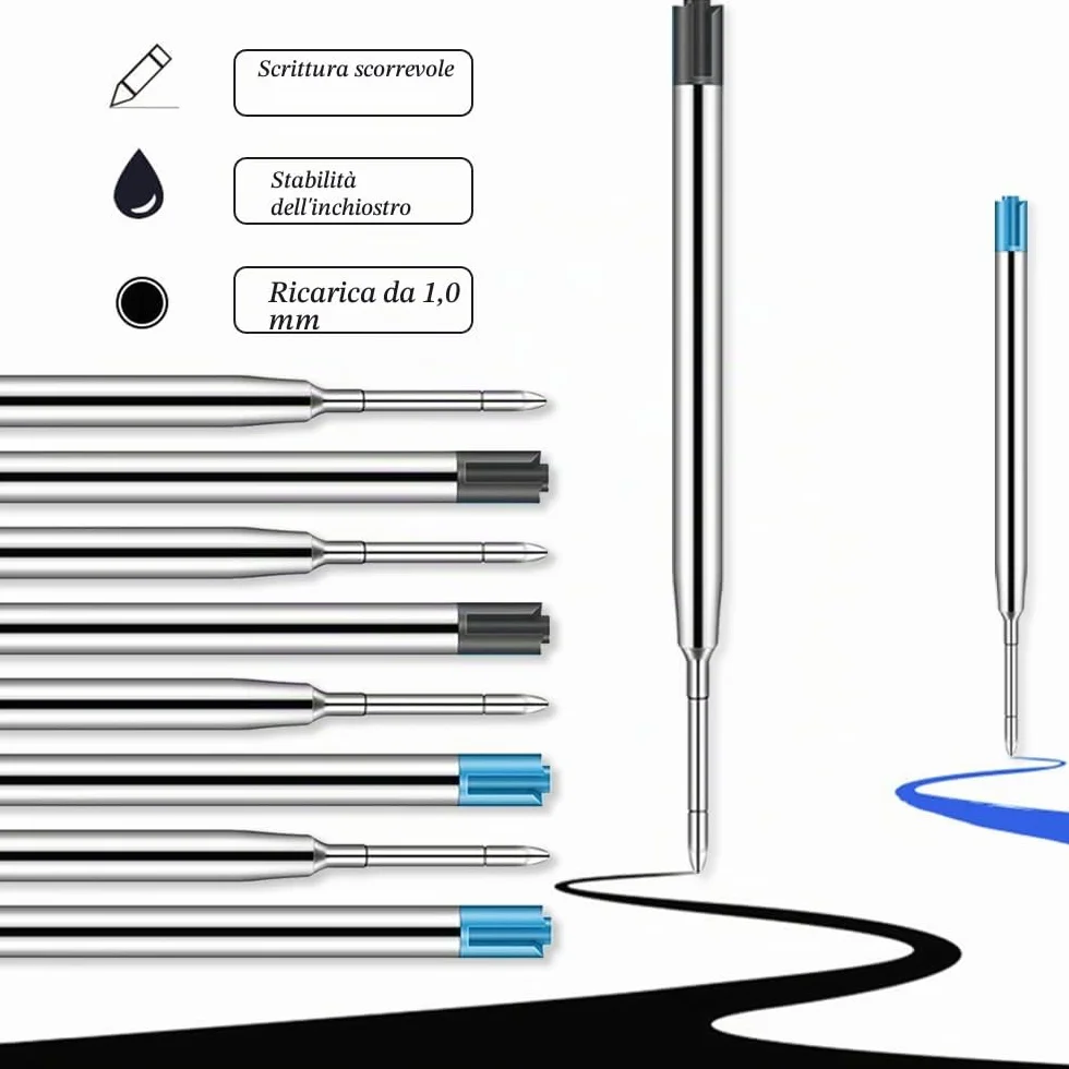 Ricariche di Penna a Sfera 1 mm Nero 10 Pezzi
