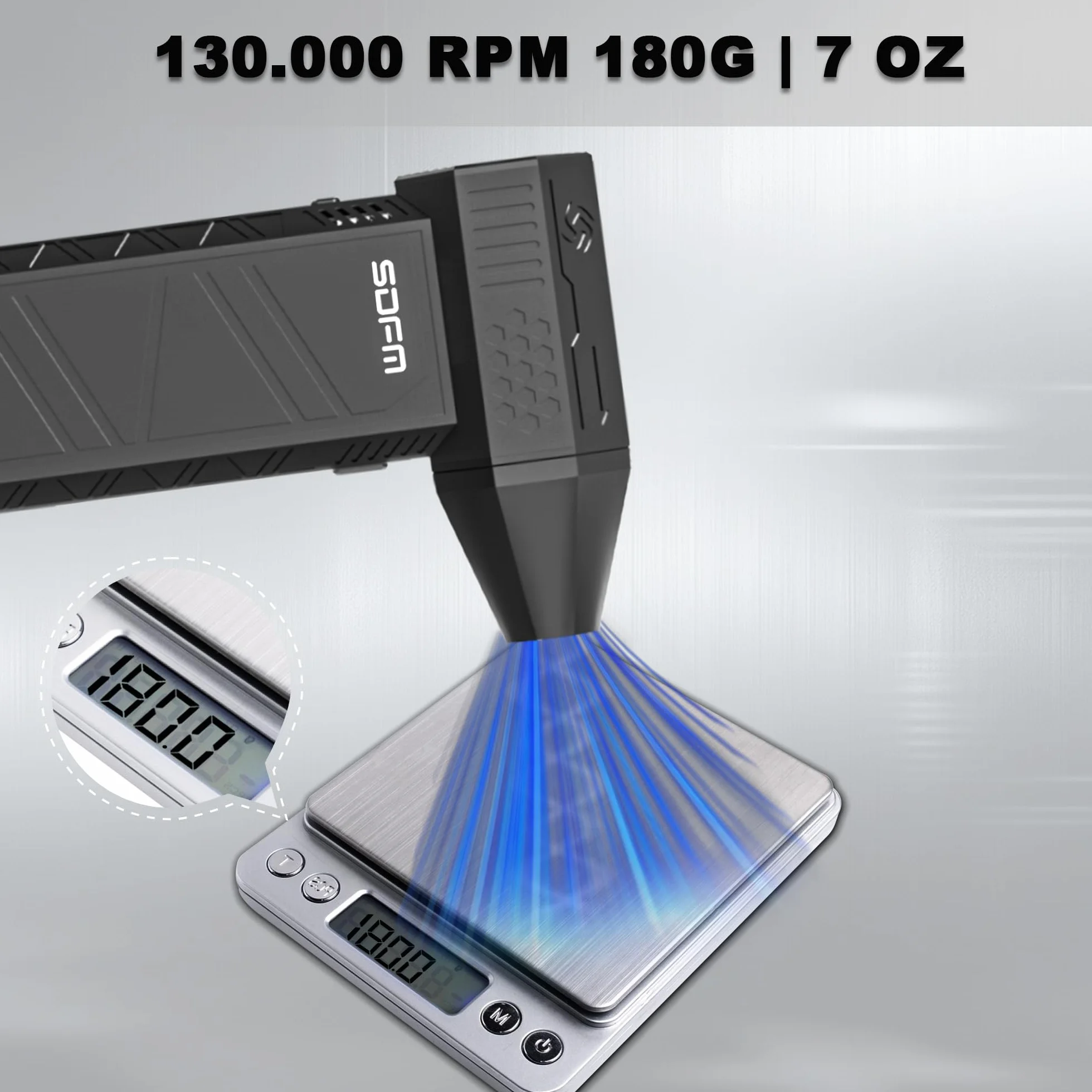 SDFM Soffiatore Aria Compressa, 130,000 RPM, 3 Velocità Elettrico Aria Compressa, con Protezione Intelligente, Senza Fili e Ricaricabile, per Pulizia di PC, Tastiera, Auto e Divano (Black)