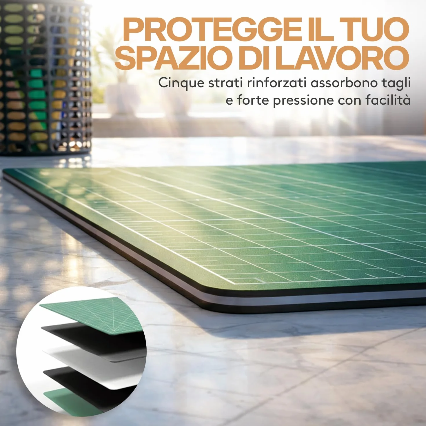 ACROPAQ A2 Tappetino da taglio auto-riparante 60 x 45 cm 5 strati protezione mobili