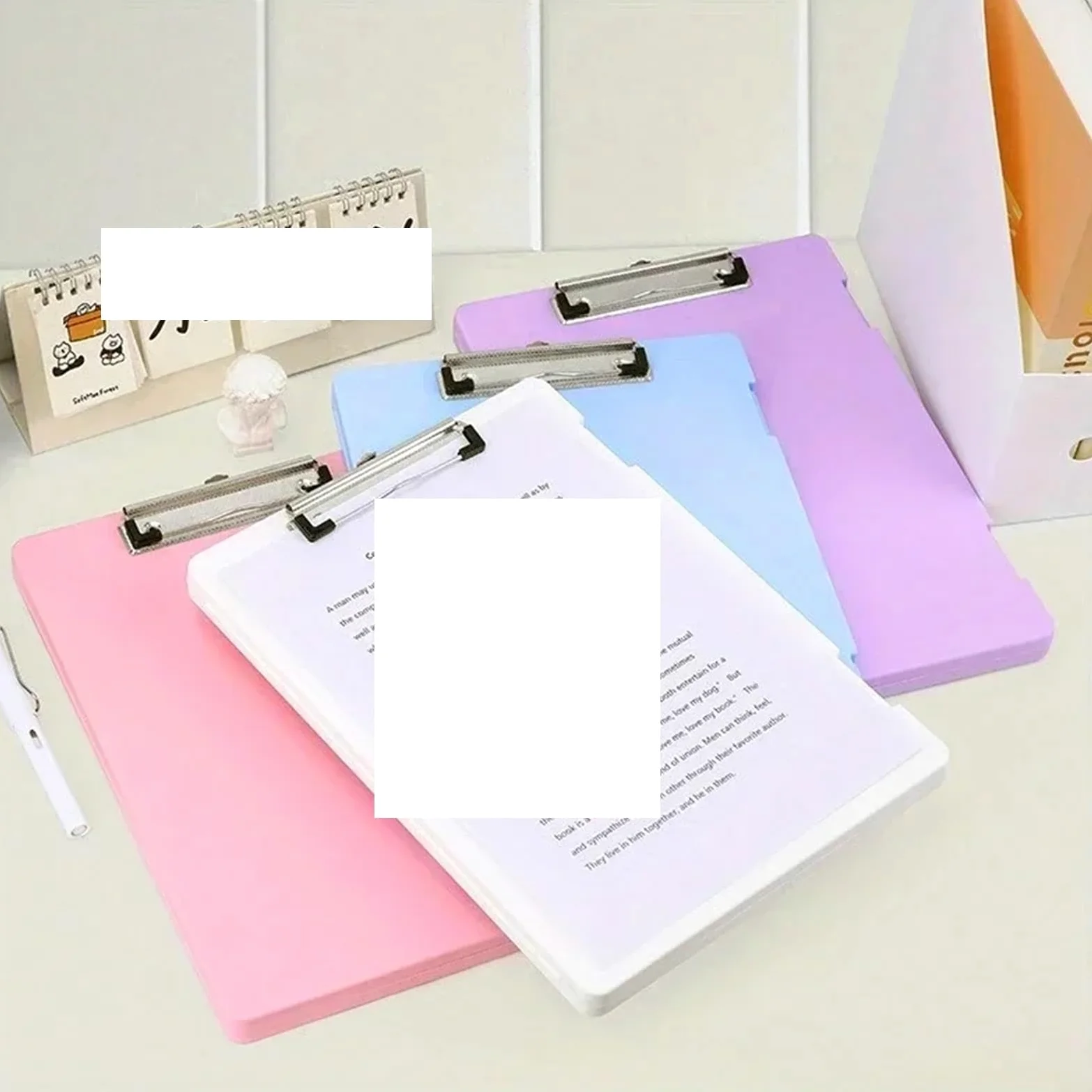 Portablocco 4 Pezzi di Blocco Appunti A4 con Cartella Clip Forniture Tappetino Blocco Appunti File Libretto informativo per l'azienda(Purple)