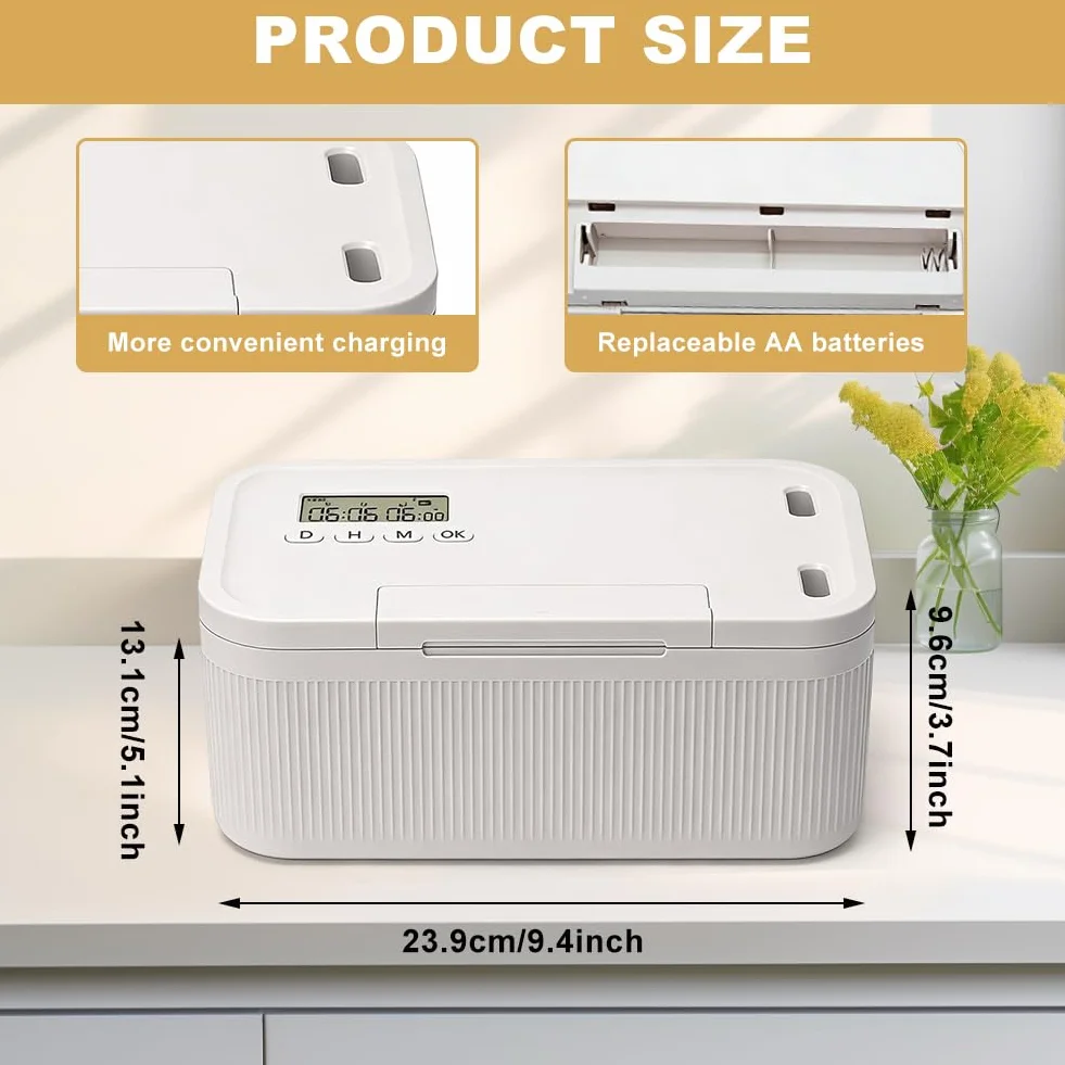 Safe Timed Lock Box, contenitore con chiusura a chiave, contenitore per cellulare con chiusura temporanea, con 2 modalità di lavoro, per cucina, casa, scuola, frigorifero, viaggio personale (bianco)