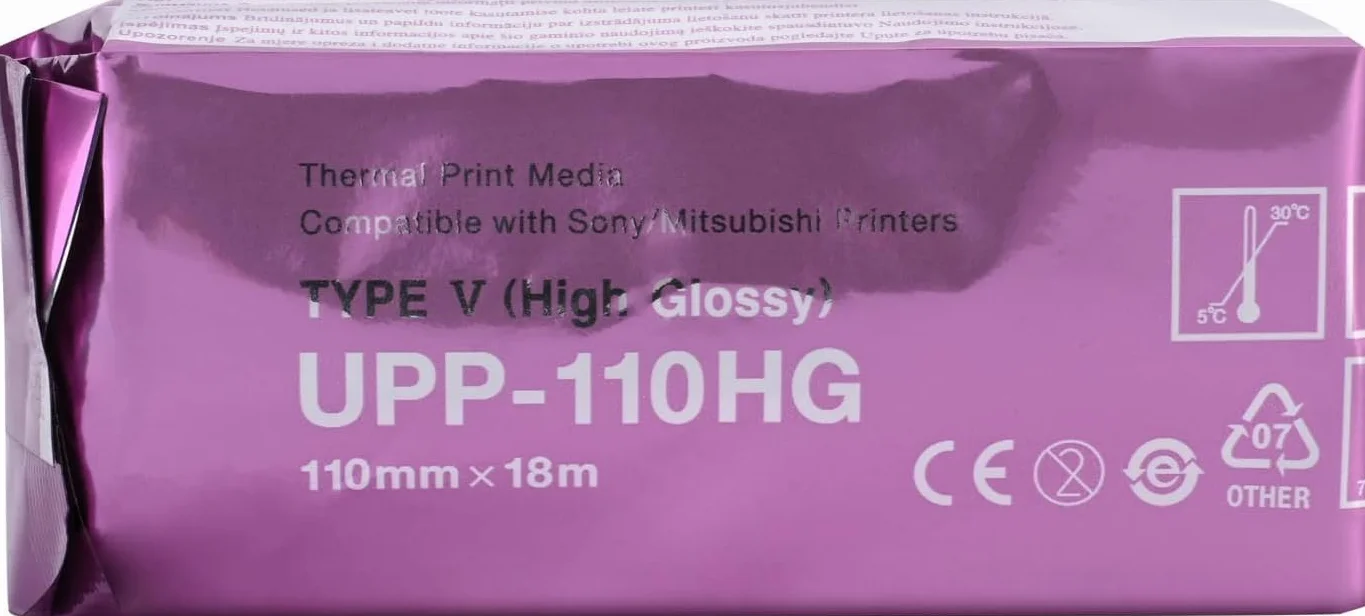 Film/media compatibili di ultrasuono UPP-110HG High Gloss Carta 10 Rotoli, Tipo V High Gloss Thermal Print Film/Media