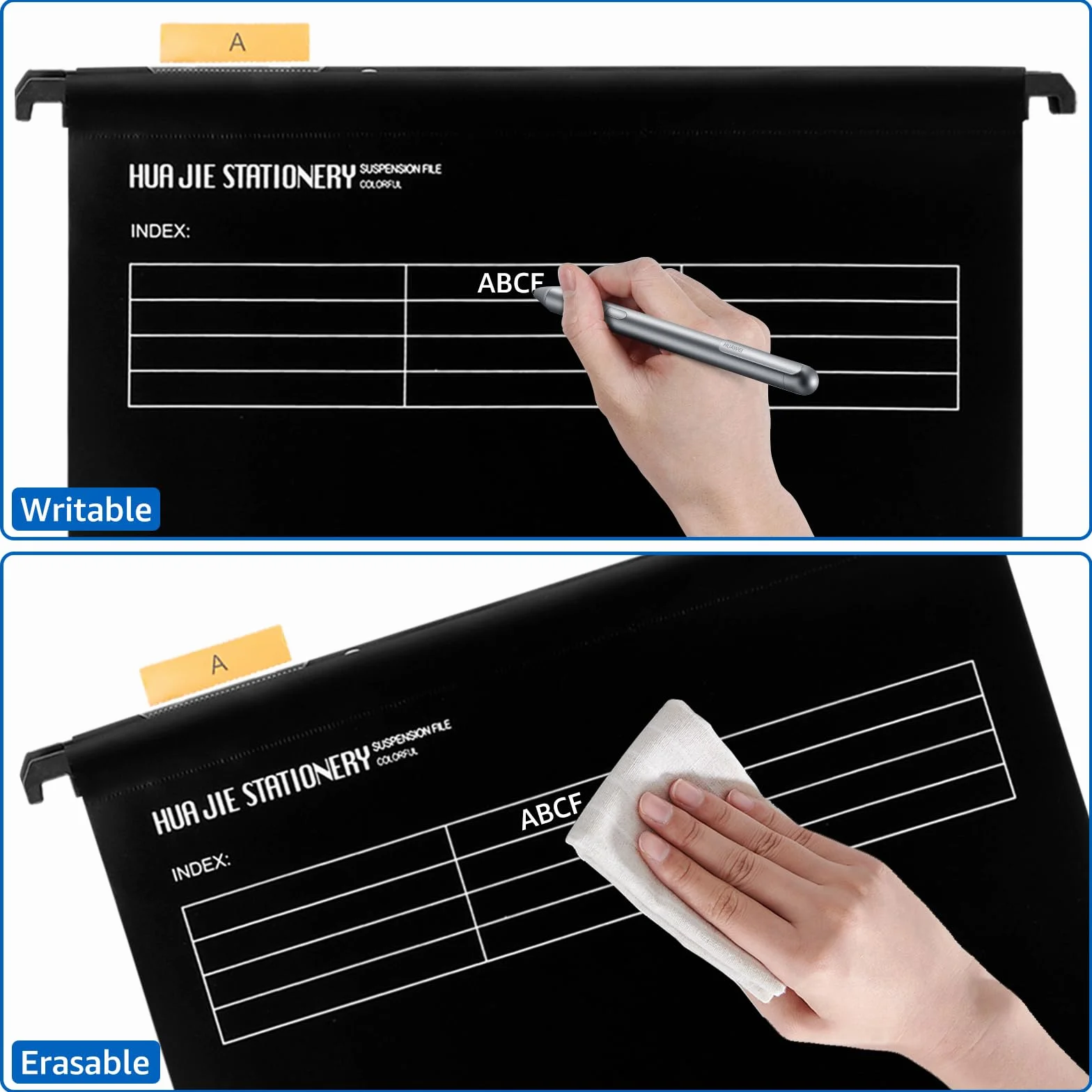 30 cartelline sospese, formato A4, con linguette e inserti per carte, colore nero, per casa, scuola, ufficio