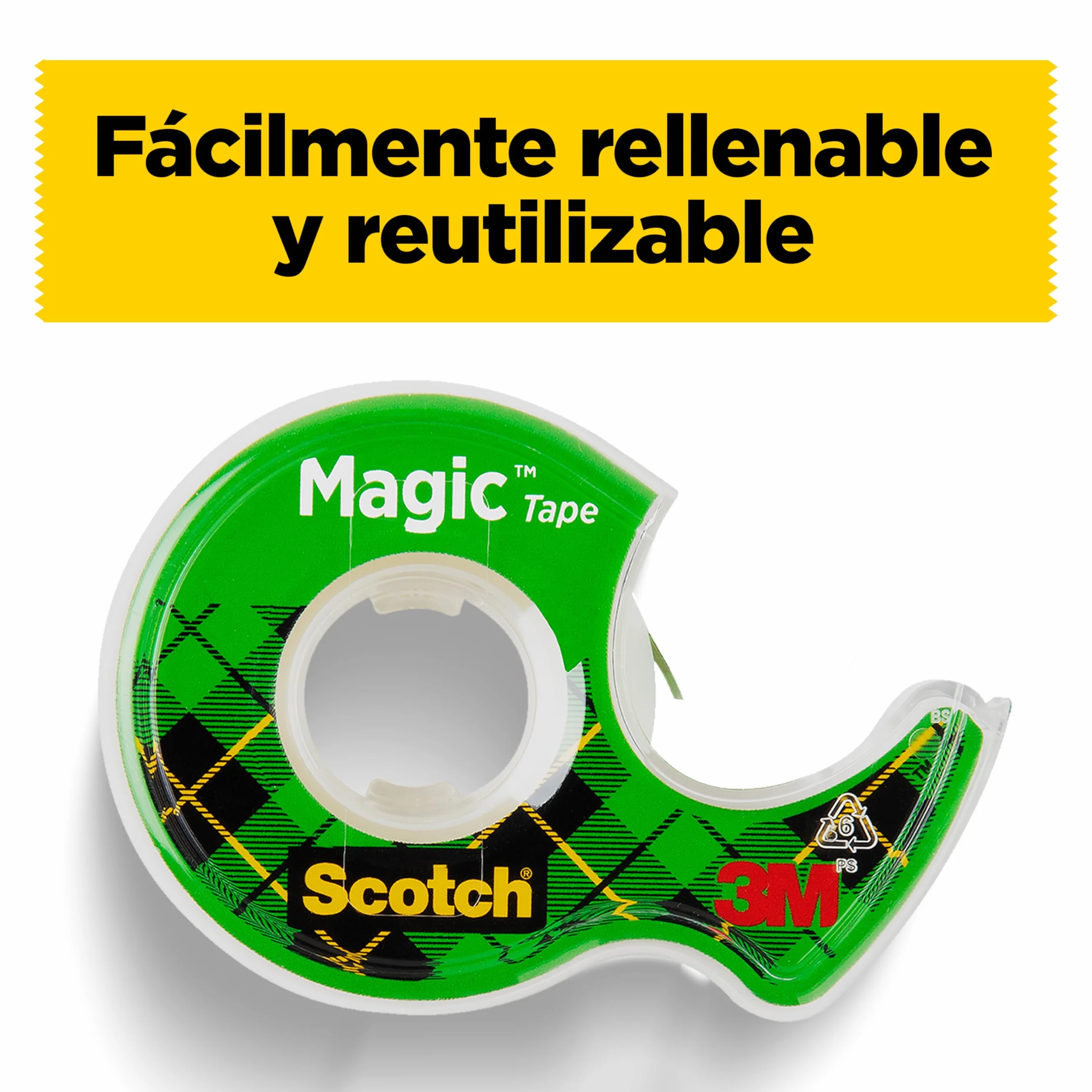 Scotch Nastro Adesivo Magic Trasparente con Dispenser, Confezione da 3 Pezzi, 7,5 mm x 3 mm
