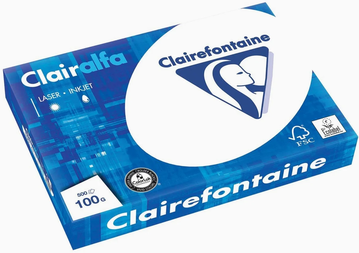 Clairefontaine Clairalfa 1951C - Risma di carta per stampante, formato DIN A3, grammatura 100 g/m², colore: Bianco