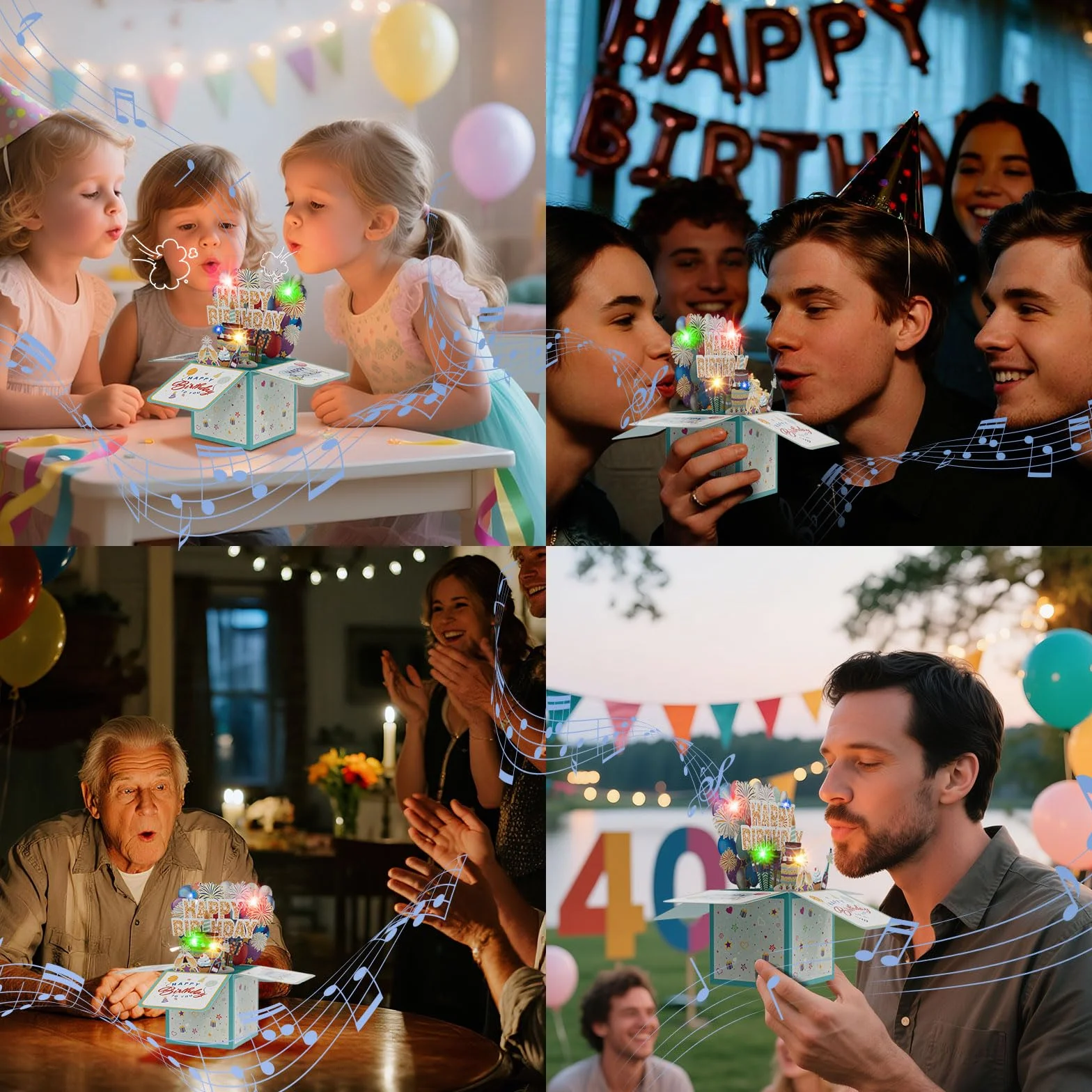 Biglietto di auguri pop-up per il 26° compleanno, con luci soffiabili e musica, divertente biglietto di auguri pieghevole 3D, regalo per 26 anni ragazzo ragazza amici