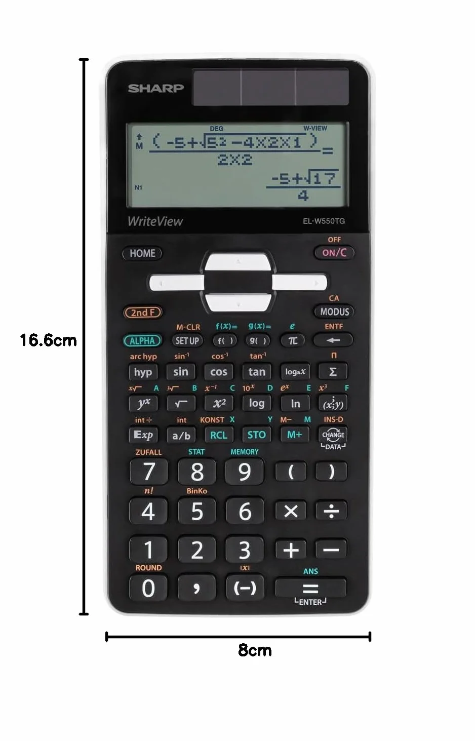 SHARP EL-W550TG Calcolatrice scolastica scientifica (D.A.L., Solare, WriteView) Nero