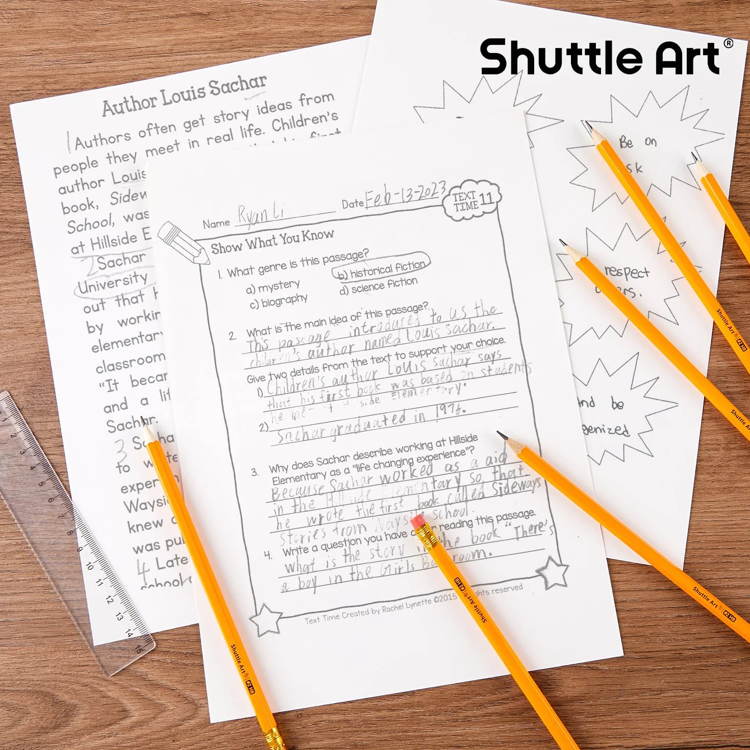 Shuttle Art Matite HB #2 Confezione da 60, Pre-temperate con Gomme, Gialle in Legno