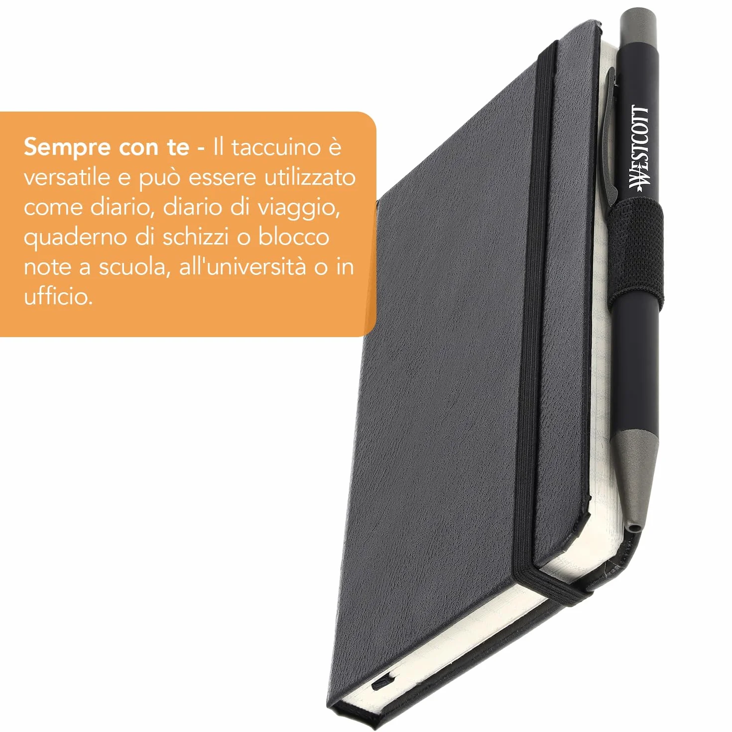 Westcott Taccuino A6 Quadrato Copertina Rigida 192 Pagine Carta FSC 80 g/m²
