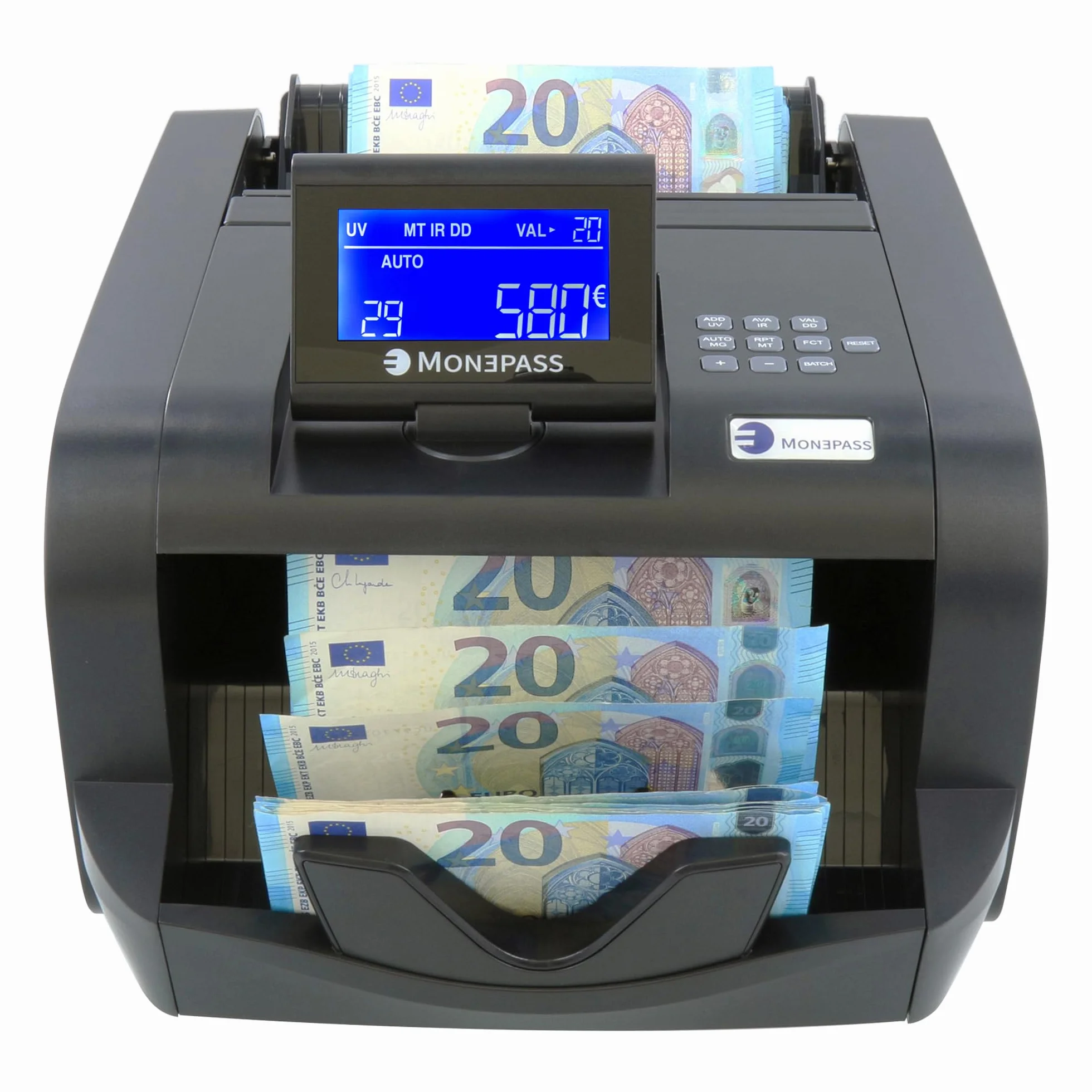 Monepass France - Contabanconote + Valorizer su registro ordinato, quintuple rilevamento UV/MGI/MGT/IR/2D, garanzia 2 anni