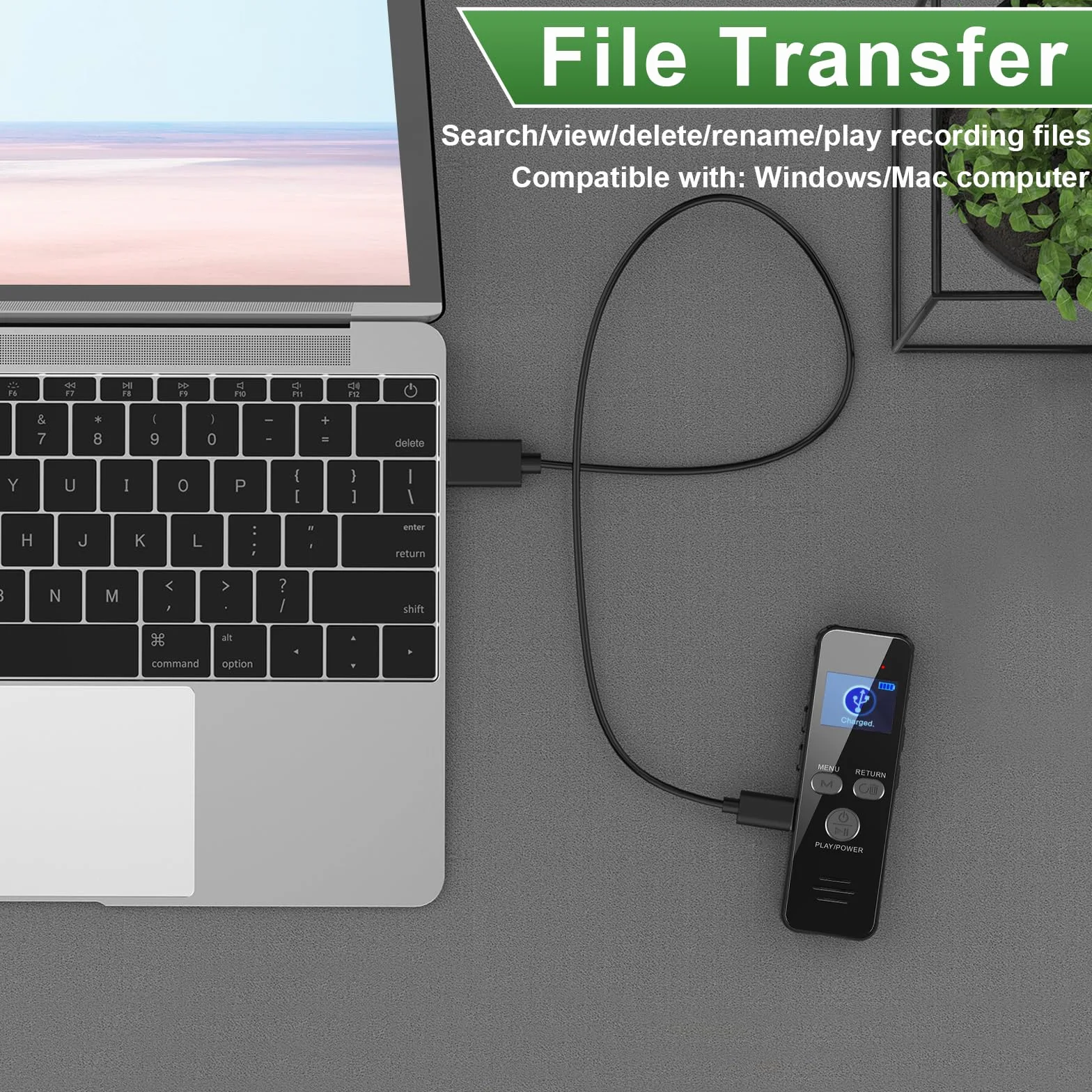 60ORE Registratore Vocale, 64GB Custodia in Metallo, con Attivazione Vocale e Password, USB C Registrazione Audio per Conferenze Riunioni Colloqui Classe