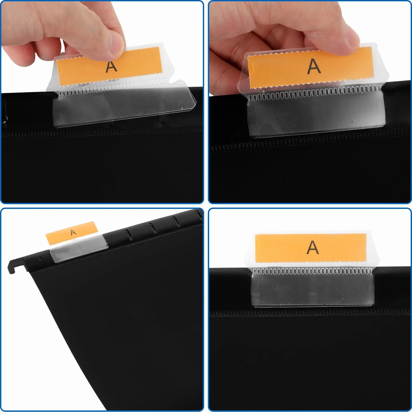 30 cartelline sospese, formato A4, con linguette e inserti per carte, colore nero, per casa, scuola, ufficio