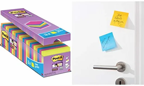 Post-it - Foglietti adesivi Super Sticky Notes, 76 x 76 mm, confezione da 24 blocchi