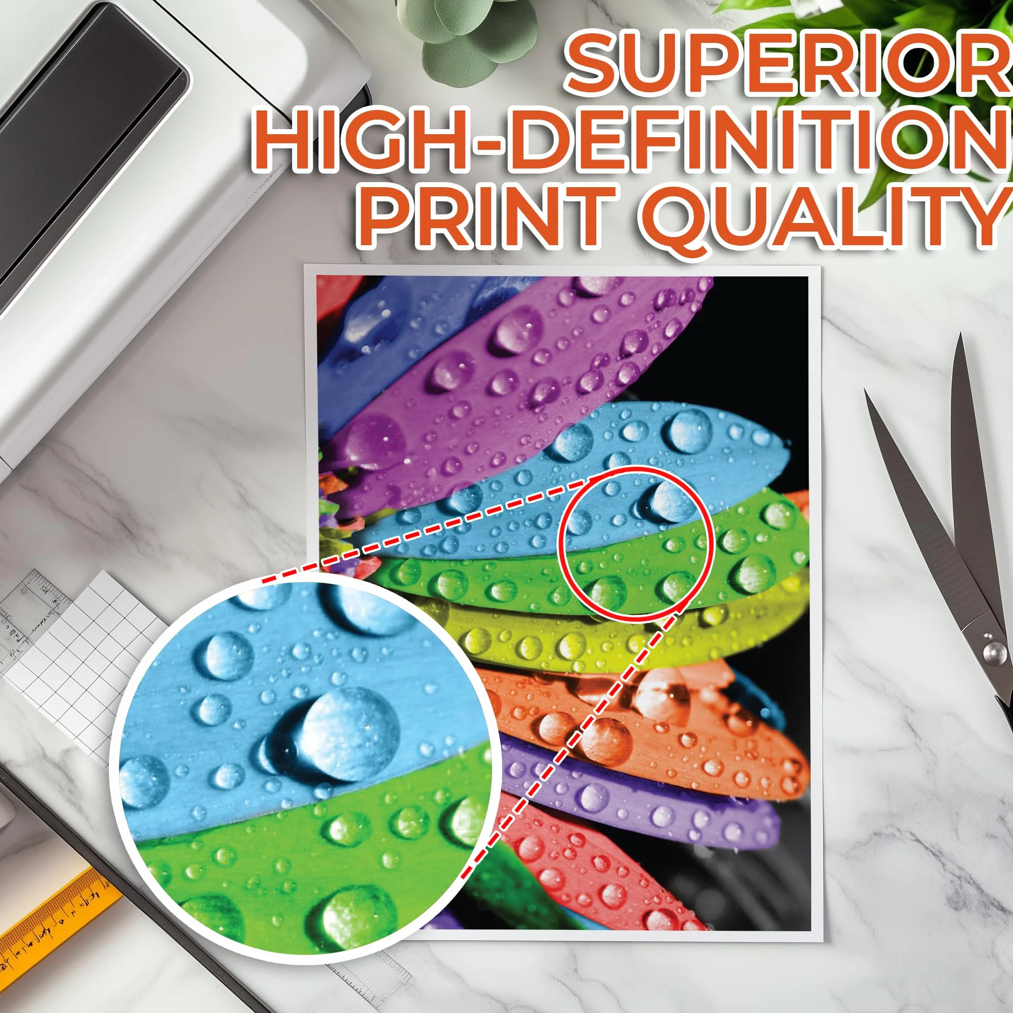 Evergreen Goods 20 Fogli A4 Adesivi in Vinile Bianco Lucido, Carta Adesiva per Stampante Inkjet e Laser