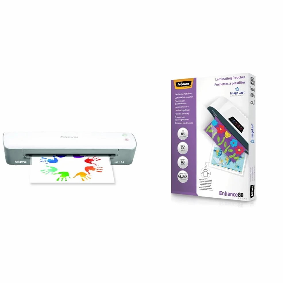 Fellowes Ion A4, plastificatrice fino a 125 micron + 100 Pouches di plastificazione A4
