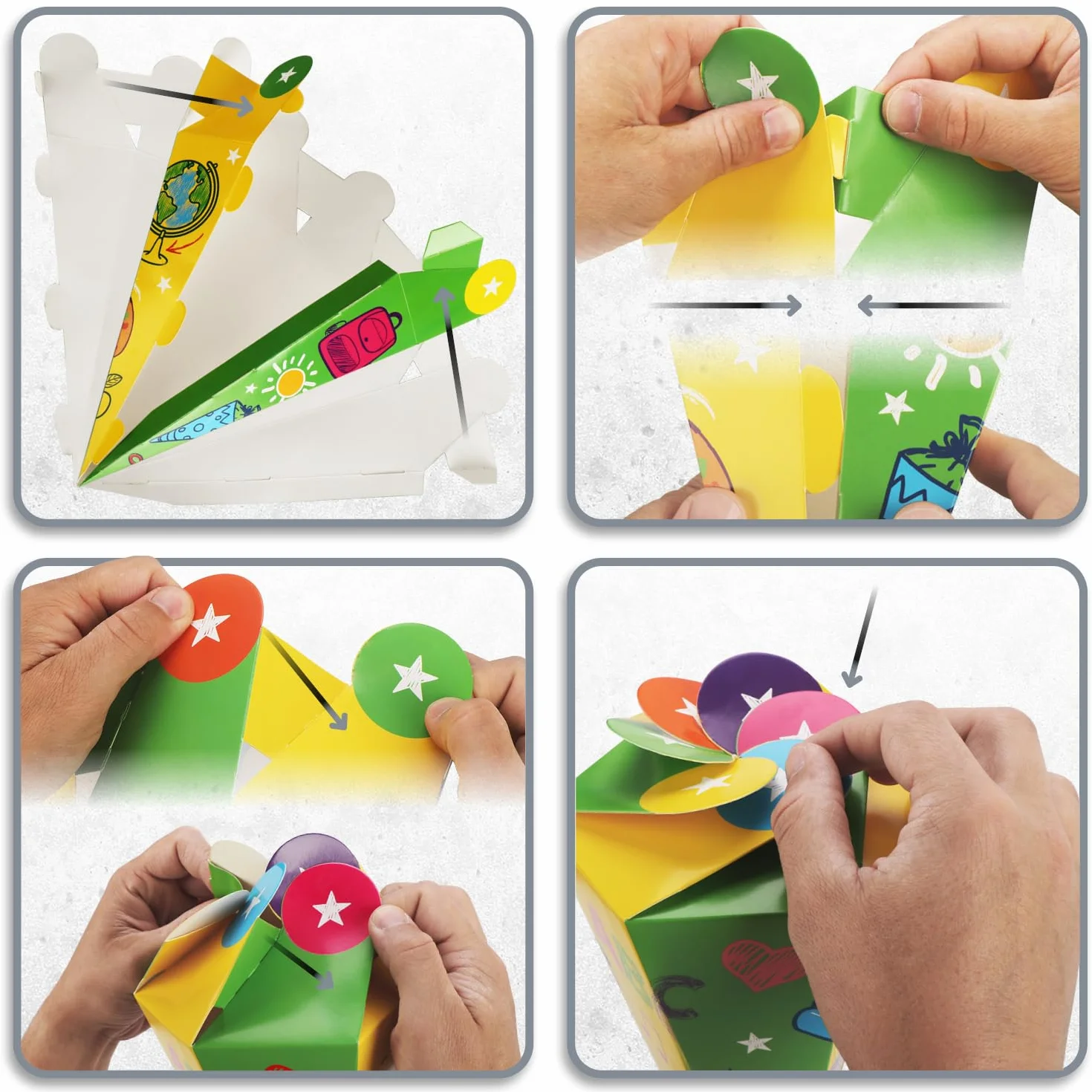com-four 2 Coni Scolastici 30cm Pieghevole Cartone per Scuola Confezione Regalo