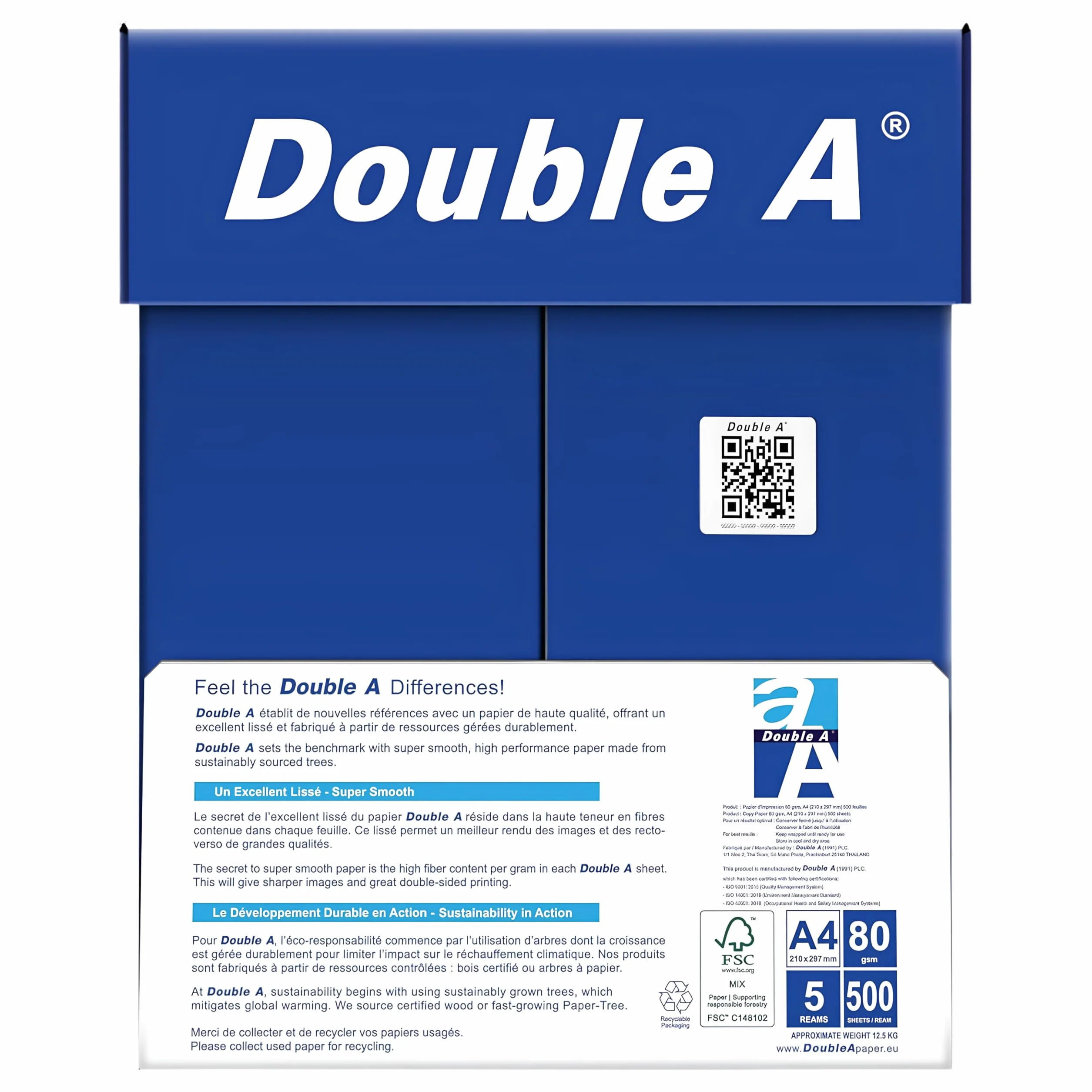 Double A Carta per stampante/fotocopiatrice Expressbox: A4, 80 g/m², 2500 fogli (sfusi), bianco