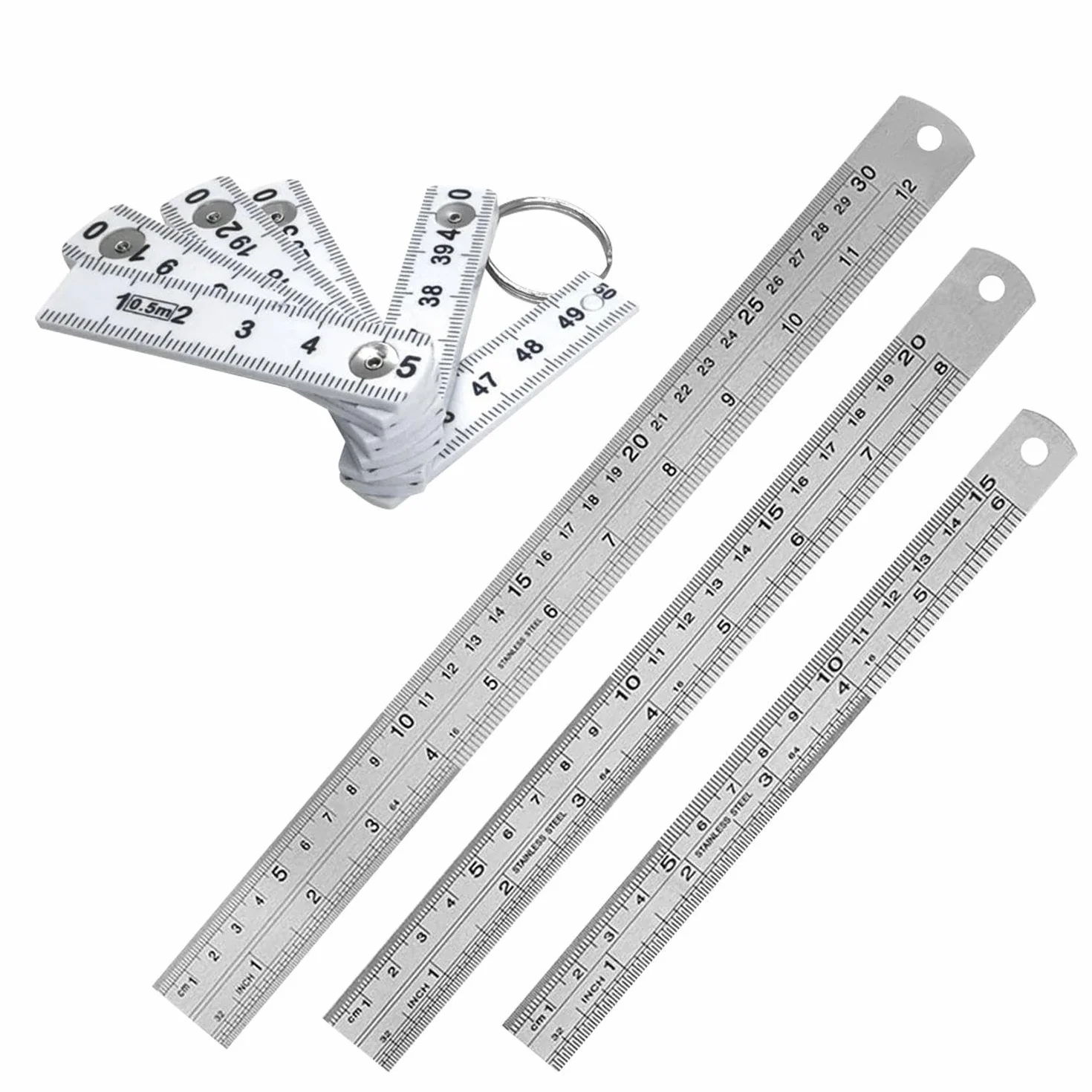 Righelli In Acciaio E Righello Pieghevole In Plastica, Strumenti Da Disegno, Righello Da Disegno, Forniture Per Ufficio
