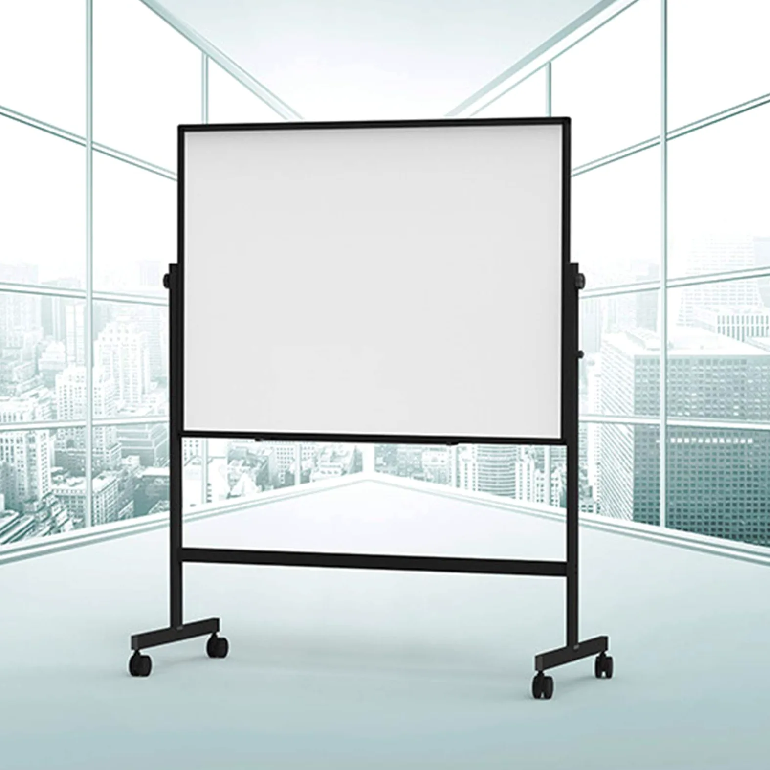 Lavagna Bianca Mobile bifacciale Magnetica Grande Lavagna cancellabile a Secco 90X120cm Altezza Regolabile 360° Girevole, per casa Ufficio Scuola