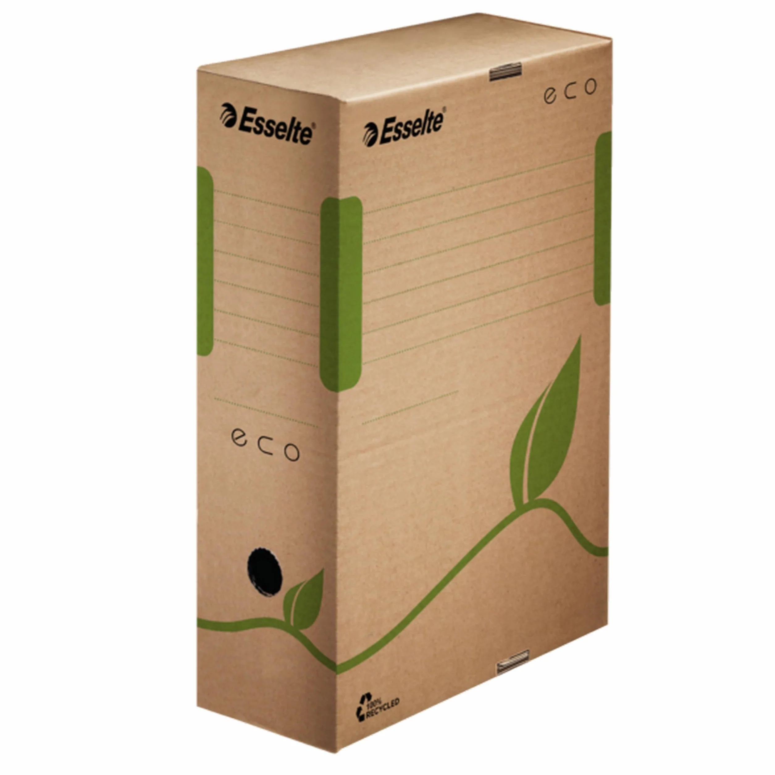 Esselte Ecobox Scatola archivio Eco, Dorso 10 cm, Per formato A4, Cartone ondulato riciclato al 100%, 10 x 32.7 x 23.3 cm, Marrone (Ocra), 25 pezzi, 623917