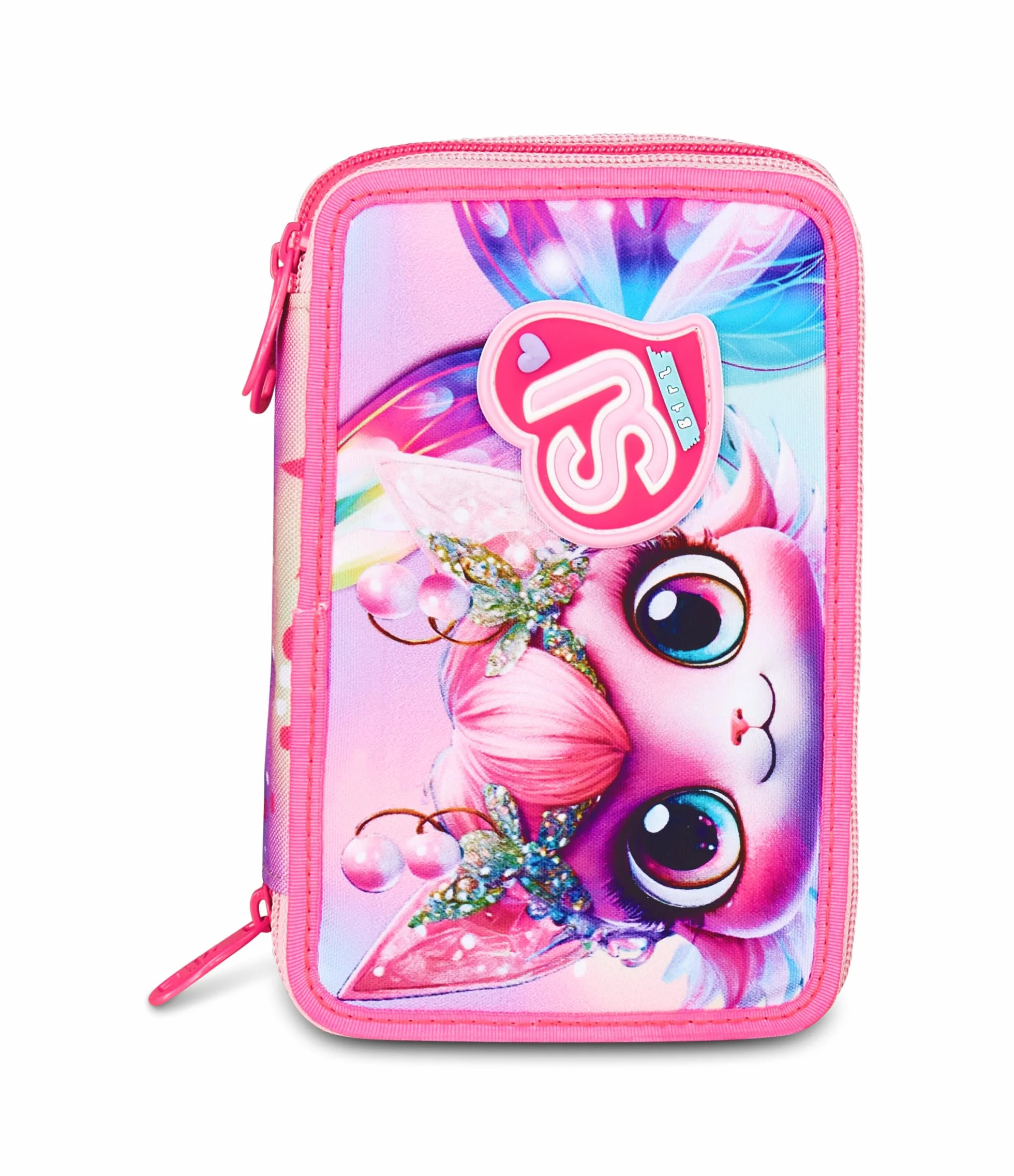 SJ GANG STYLE JAM GANG Astuccio Scuola 3 Zip Rosa Portapenne Triplo Scomparto