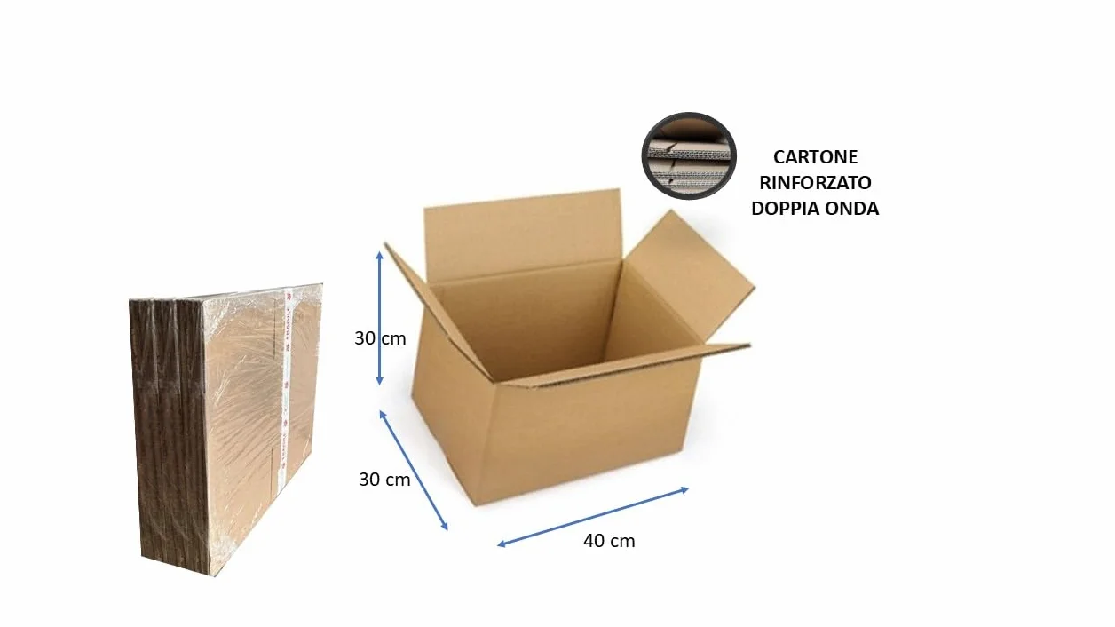 10 SCATOLE DI CARTONE IMBALLAGGIO 40x30x30 DOPPIA ONDA SPESSORE RINFORZATO PER SPEDIZIONI TRASLOCHI ECOMMERCE