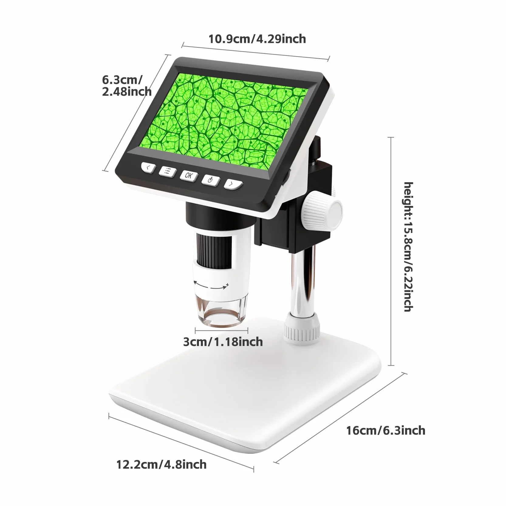 Microscopio Digitale 4,3 Pollici 8 LED 50-1000X per Bambini e Adulti