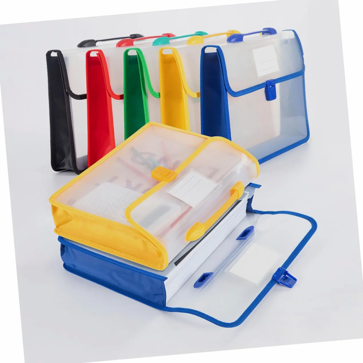 Cartelle Portadocumenti A4 Design Verticale Elegante in Pp Resistente Set 5 Pezzi Grande Capacità Manico Pratico per Ufficio, Scuola e Uso Business