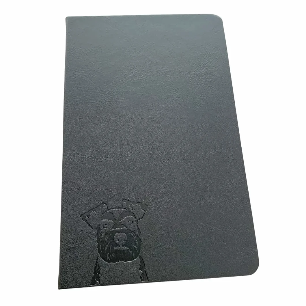 Schnauzer - Taccuino A5 con copertina rigida, in pelle PU, pagine a righe da 100 g/m², segnalibro, taccuino o diario (nero)
