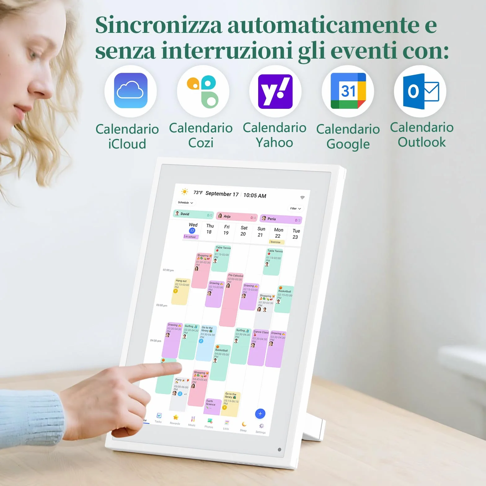 Calendario Digitale da Parete 10,1 Pollici Touch Screen - Planner Familiare con 32GB di Memoria, Cornice Foto Digitale, Sincronizzazione App e Cloud, Agenda Smart
