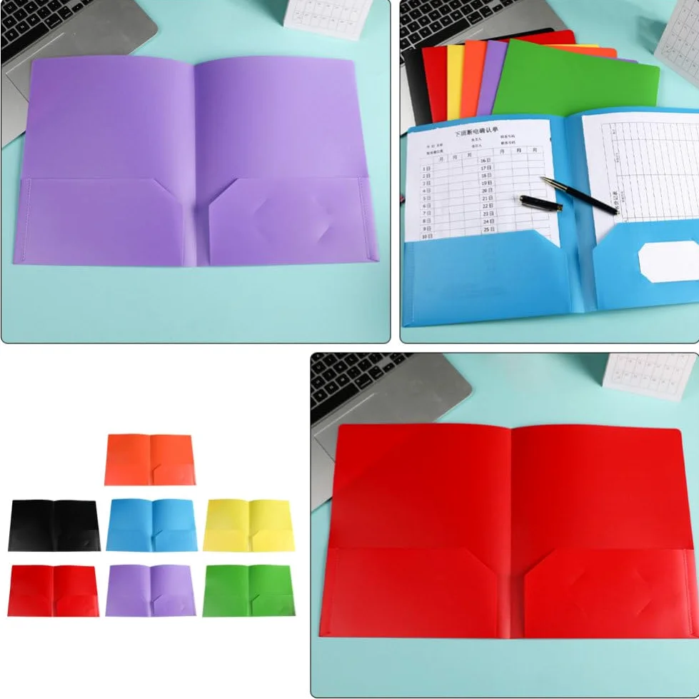 7pezzi Cartelline Plastica Con Doppie Tasche Organizer Per Documenti Per Ufficio e Scuola Diverse Colorazioni Arancione Per Gestire File e Presentazioni