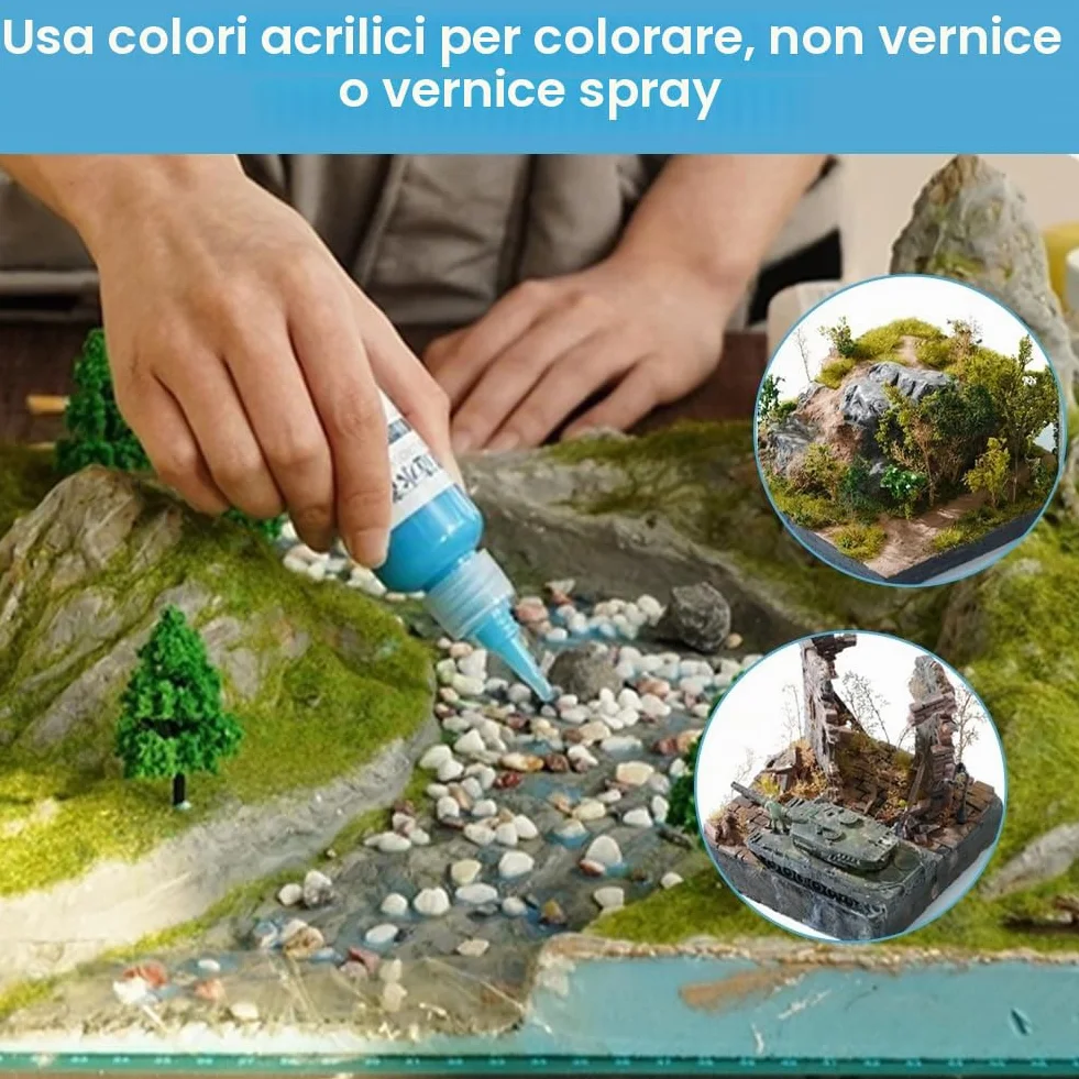 FARYODI - Set di 6 lastre in polistirene rigido - Rettangoli - Blu - Lastra di polistirene rigido - Fatta a mano - Per la modellazione di paesaggi (30 x 20 x 2 cm)