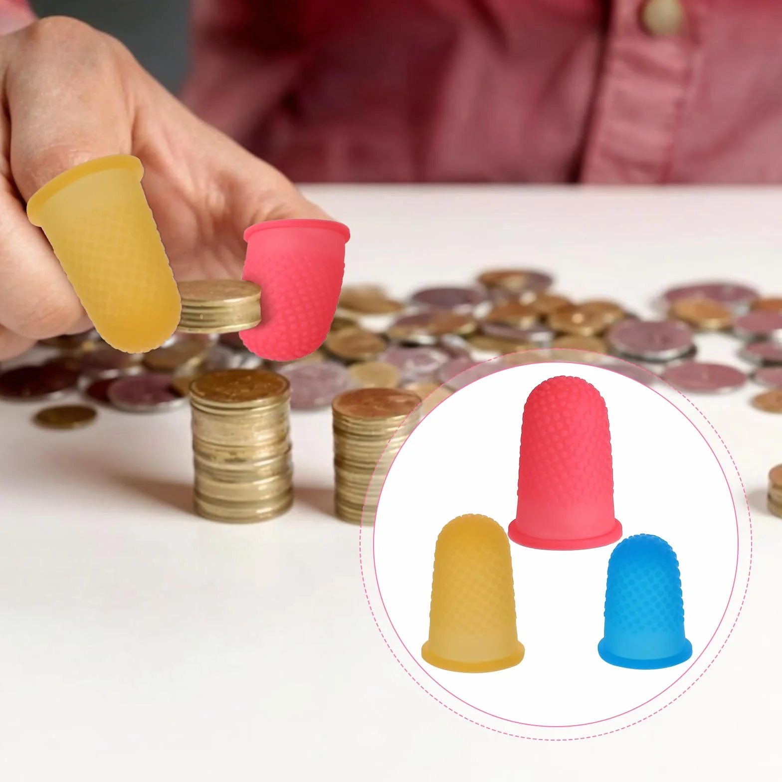 COMNICO 15 ditali in gomma per dita, 3 colori, riutilizzabili, per artigianato